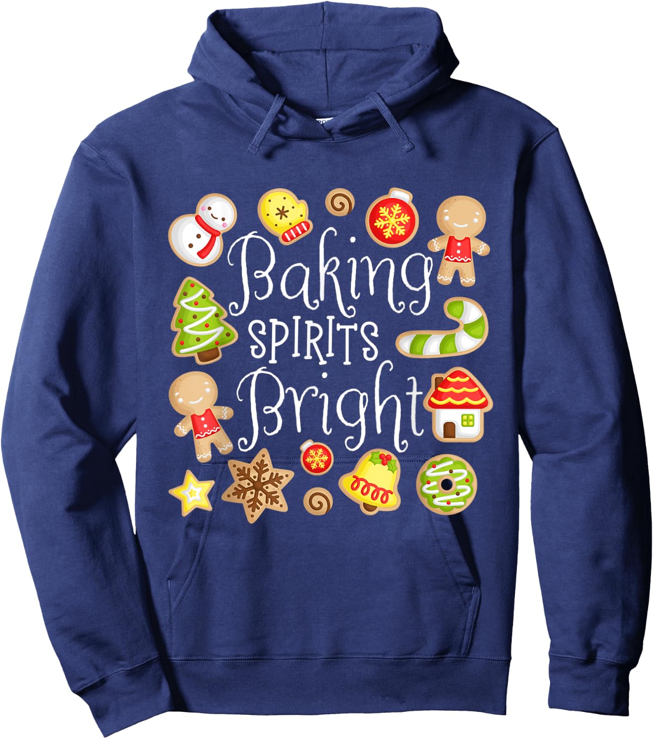 Baking Spirits Bright Christmas Gingerbread Lover Xmas Party Hoodie - Hoodie | Navy