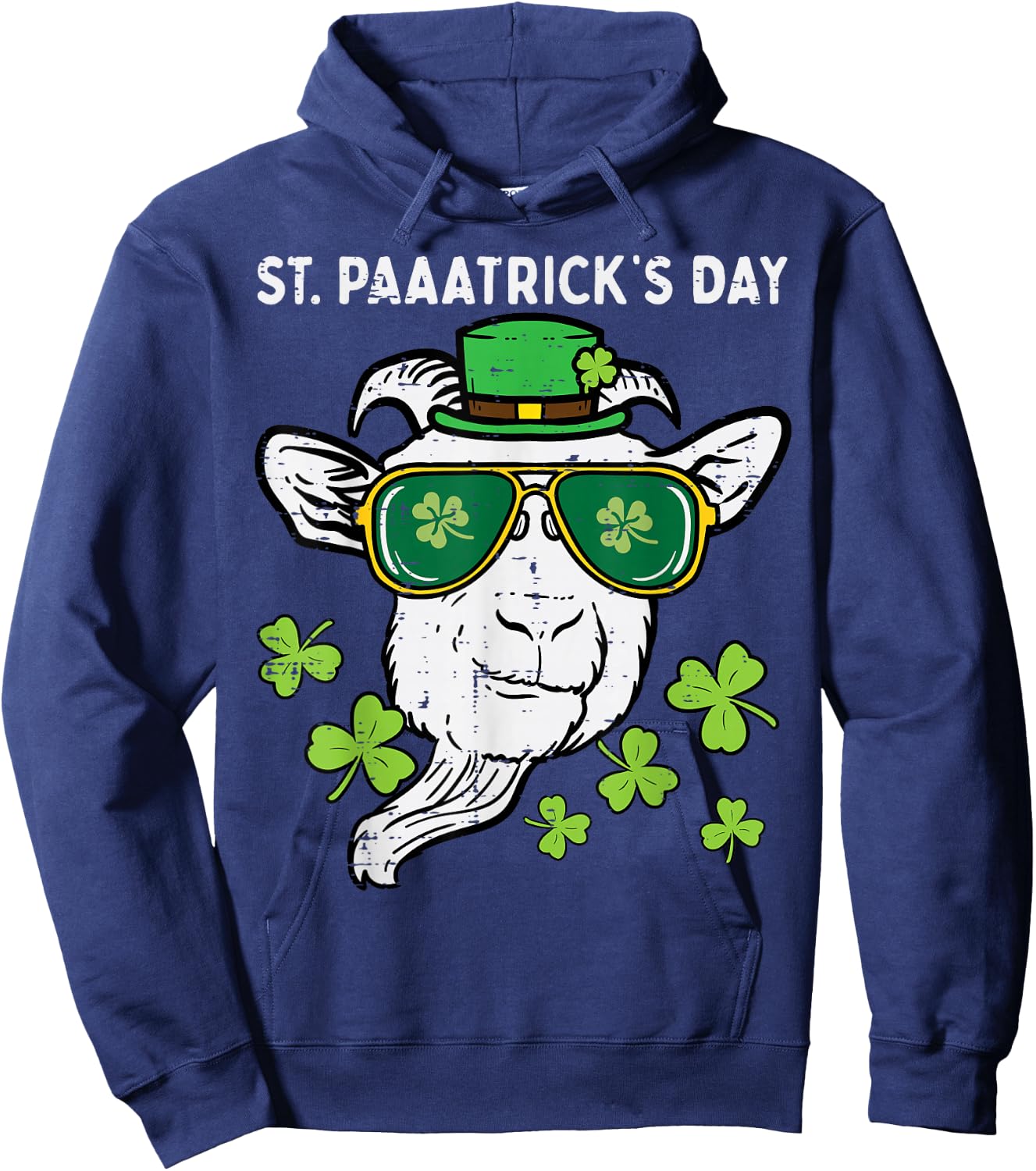 St Patricks Day Goat Head Saint Pattys Farmer Men Women Kids Hoodie - Hoodie | Navy