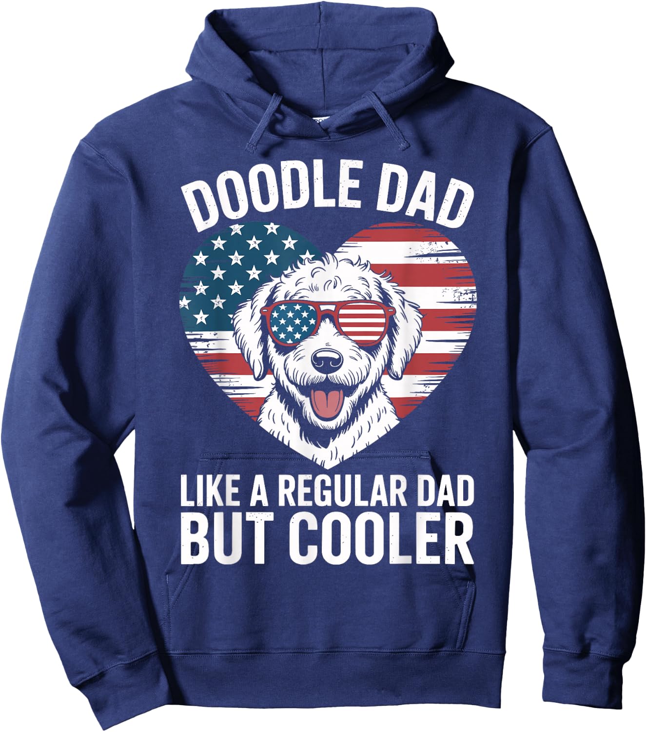 Goldendoodle Regular Dad But Cooler American Flag Heart Hoodie - Hoodie | Navy