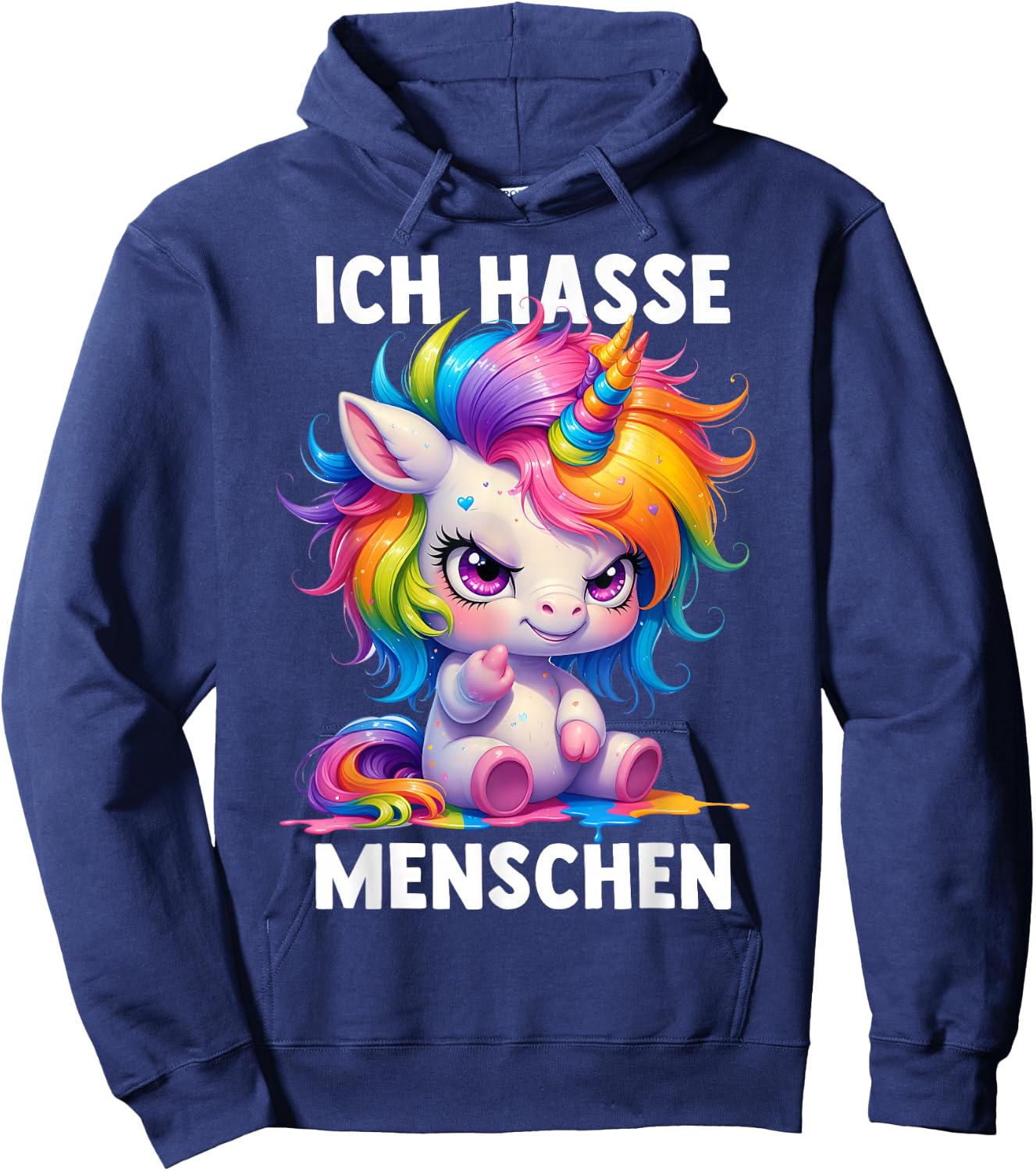 Misantroph with German Text "Ich Hasse Menschen" (German Language), black Hoodie - Hoodie | Navy