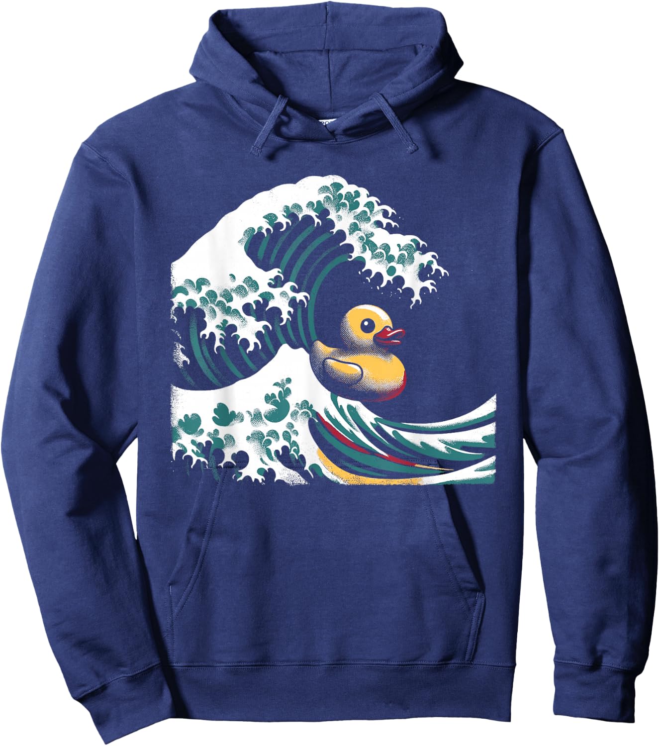 Rubber Duck Great Wave - Retro Kanagawa Wave Duck Lover Hoodie - Hoodie | Navy