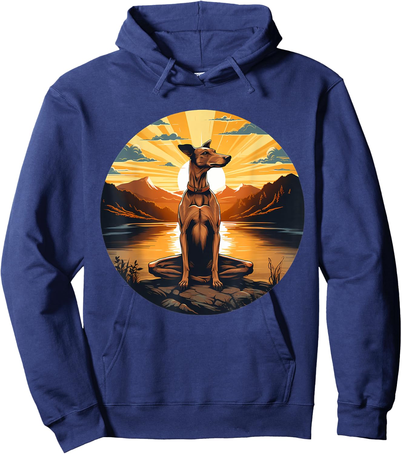 Greyhound Dog Meditation Yoga Men Women Girls Kids Hoodie - Hoodie | Navy