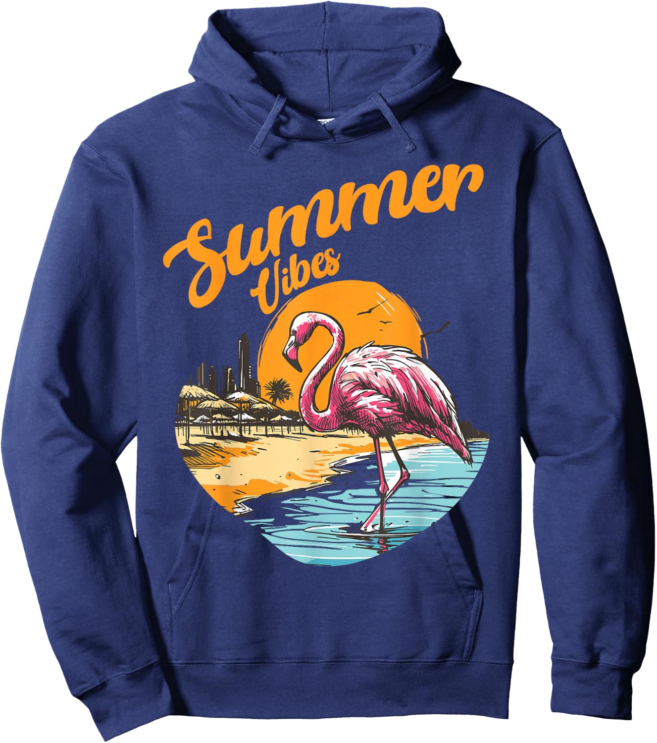 Summer Vibes Vintage Retro 70's Beach Vacation Cute Women's Hoodie - Hoodie | Navy