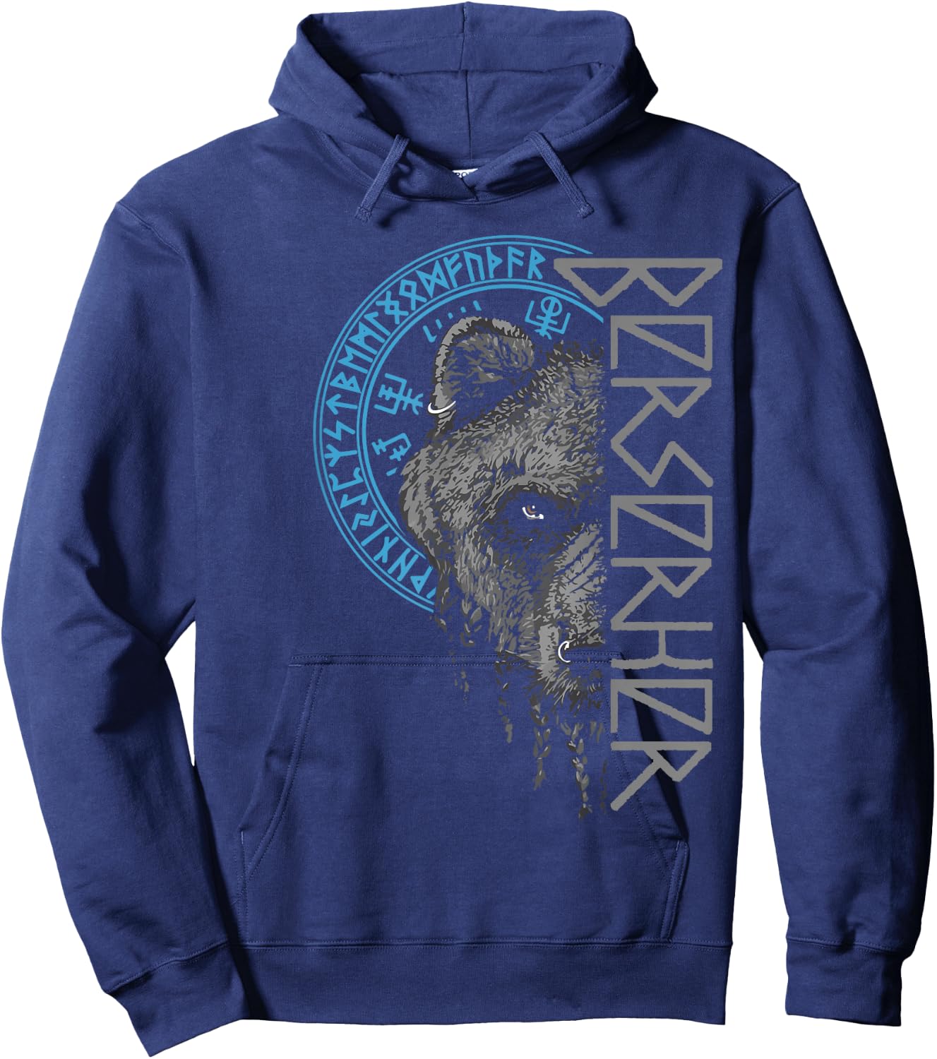 Berserker Bear Warrior Odin Runes Nordic Compass Viking , black Hoodie - Hoodie | Navy