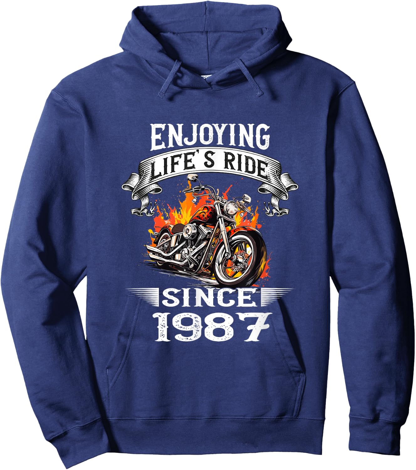 Enjoying Life's Ride Since 1987 Motorcycle Birthday Hoodie - Hoodie | Navy