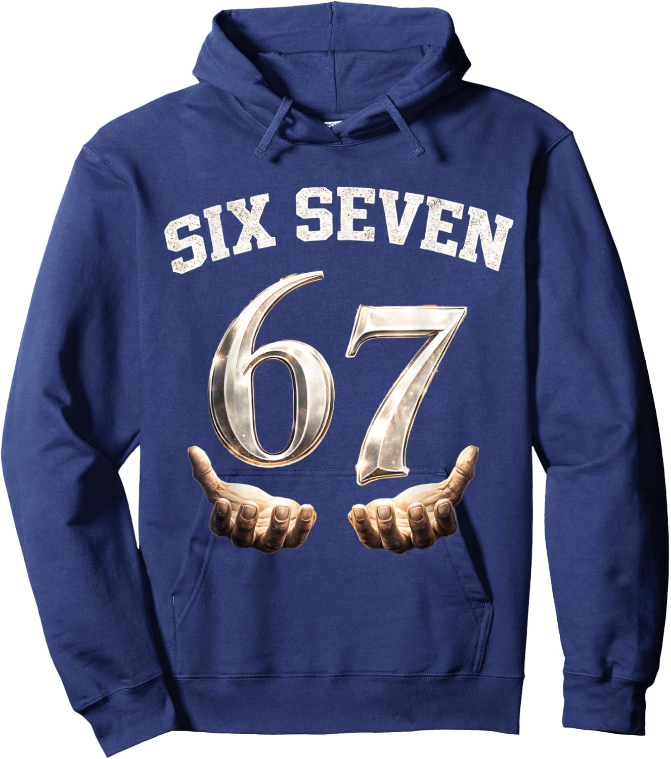 Six Seven 67 Meme Lustiges Zahlen Design Für Kinder Teenager Hoodie - Hoodie | Navy