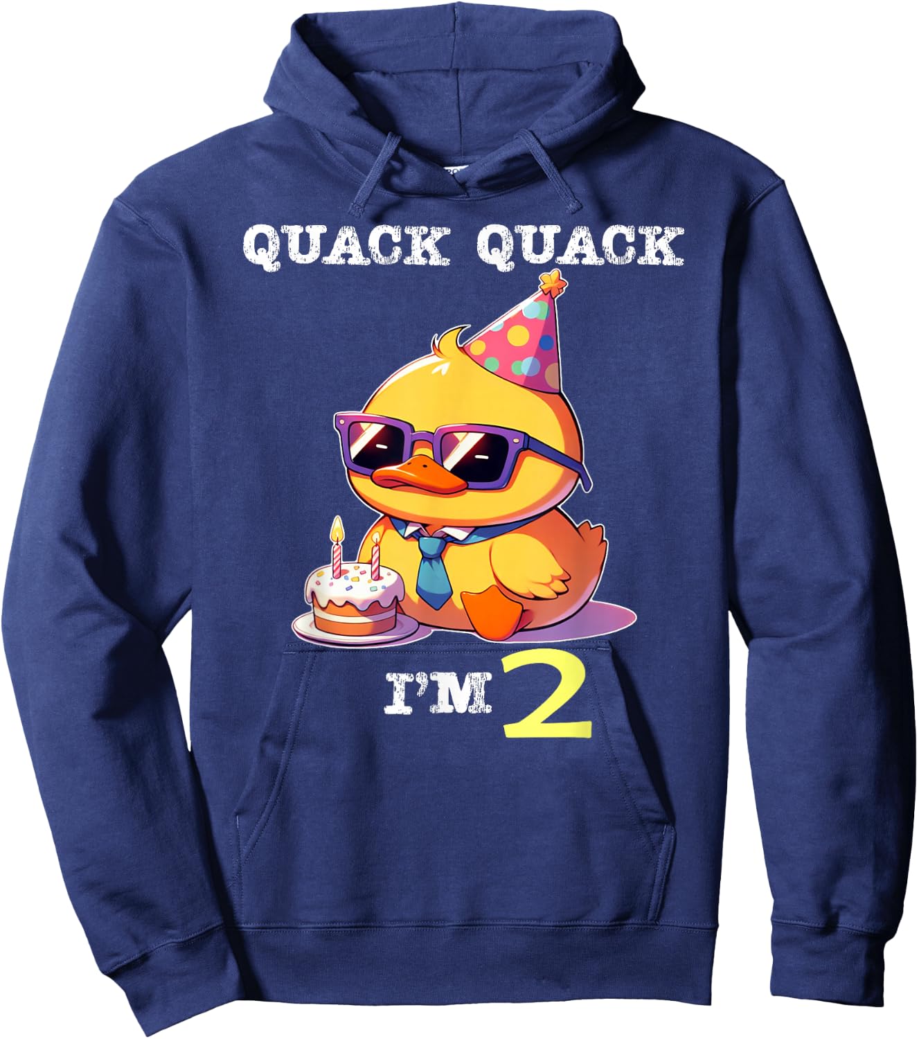 Kids 2nd Birthday Quack Im 2 Cute Duck Toddler Boy Girl Hoodie - Hoodie | Navy