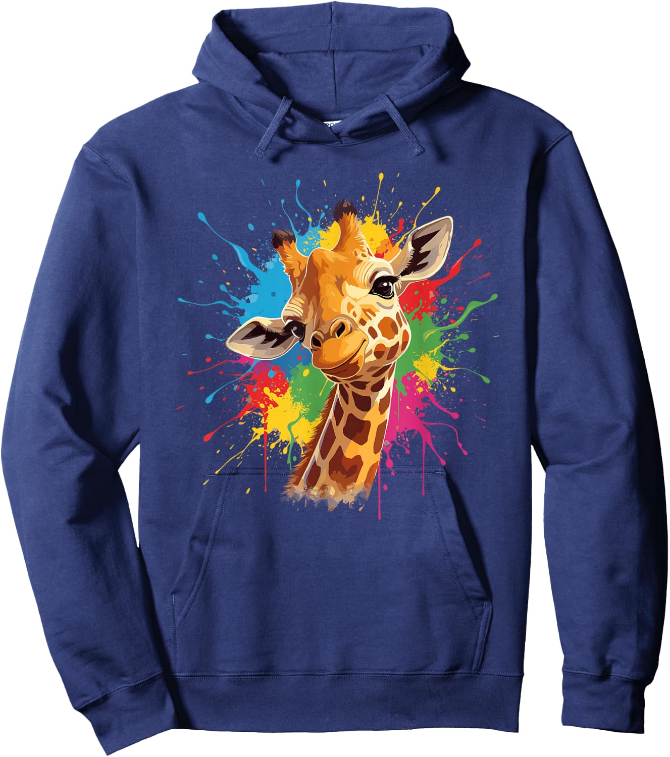 Cute Colorful Giraffe Rainbow Splash Safari Animal Hoodie - Hoodie | Navy