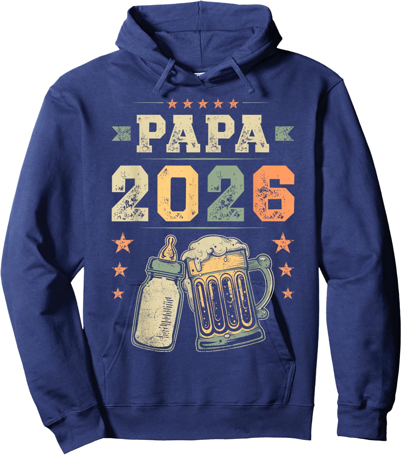 Papa 2026, Frischgebackener Vater, Erster Vatertag Hoodie - Hoodie | Navy