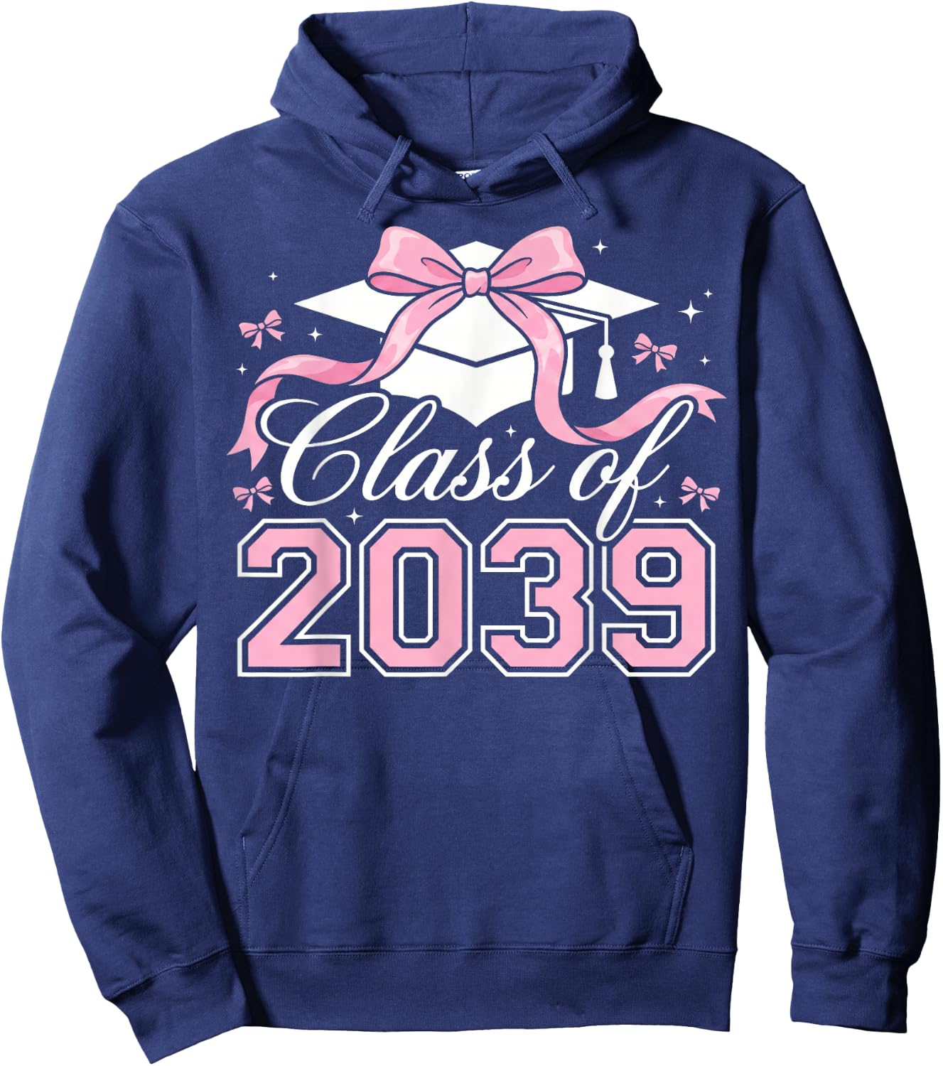Class of 2039 Grow with Me 2039 Graduation Pink Bow Girls Hoodie - Hoodie | Navy