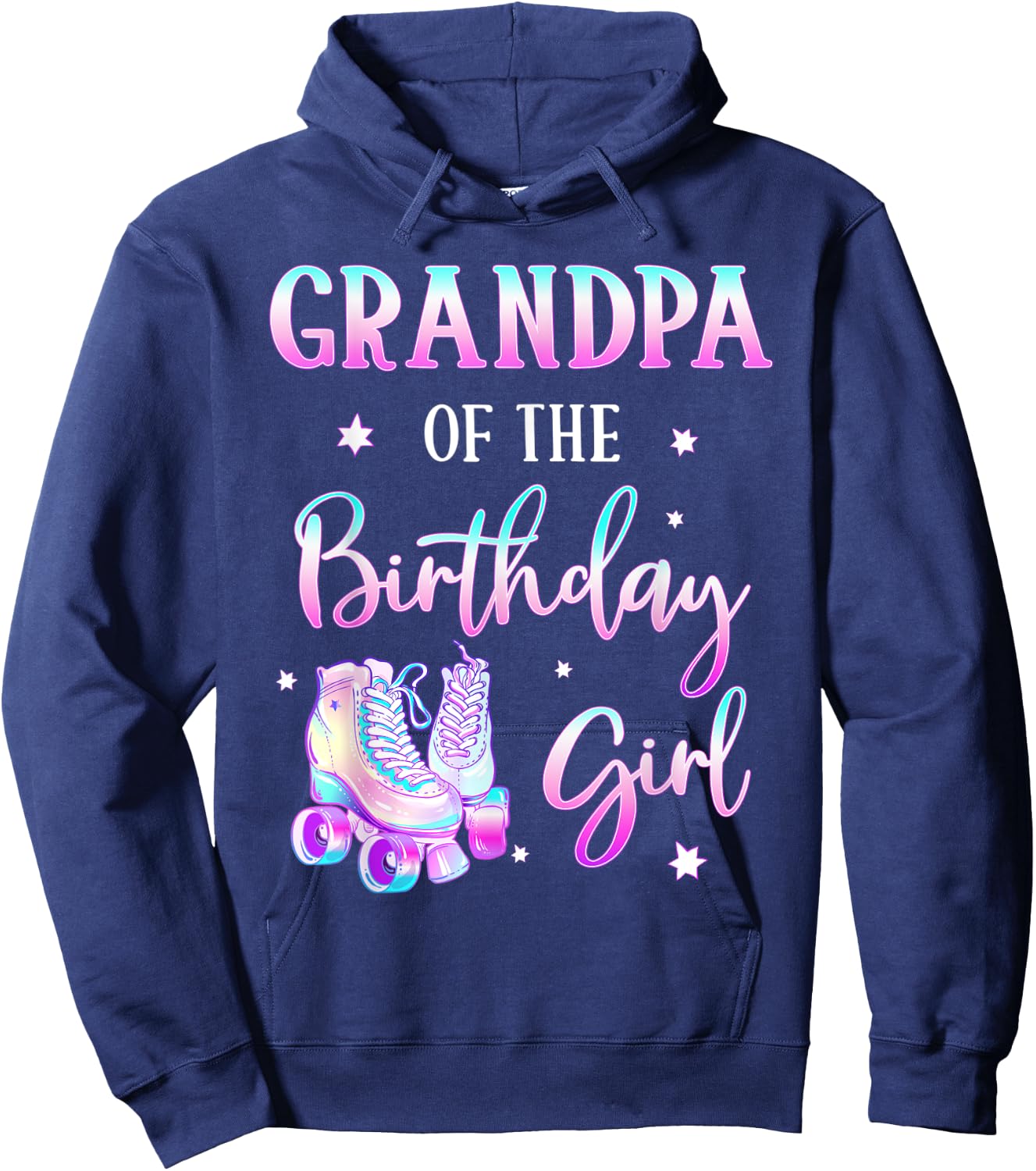 Grandpa of the Birthday Girl Rolling Skate Bday Theme Family Hoodie - Hoodie | Navy