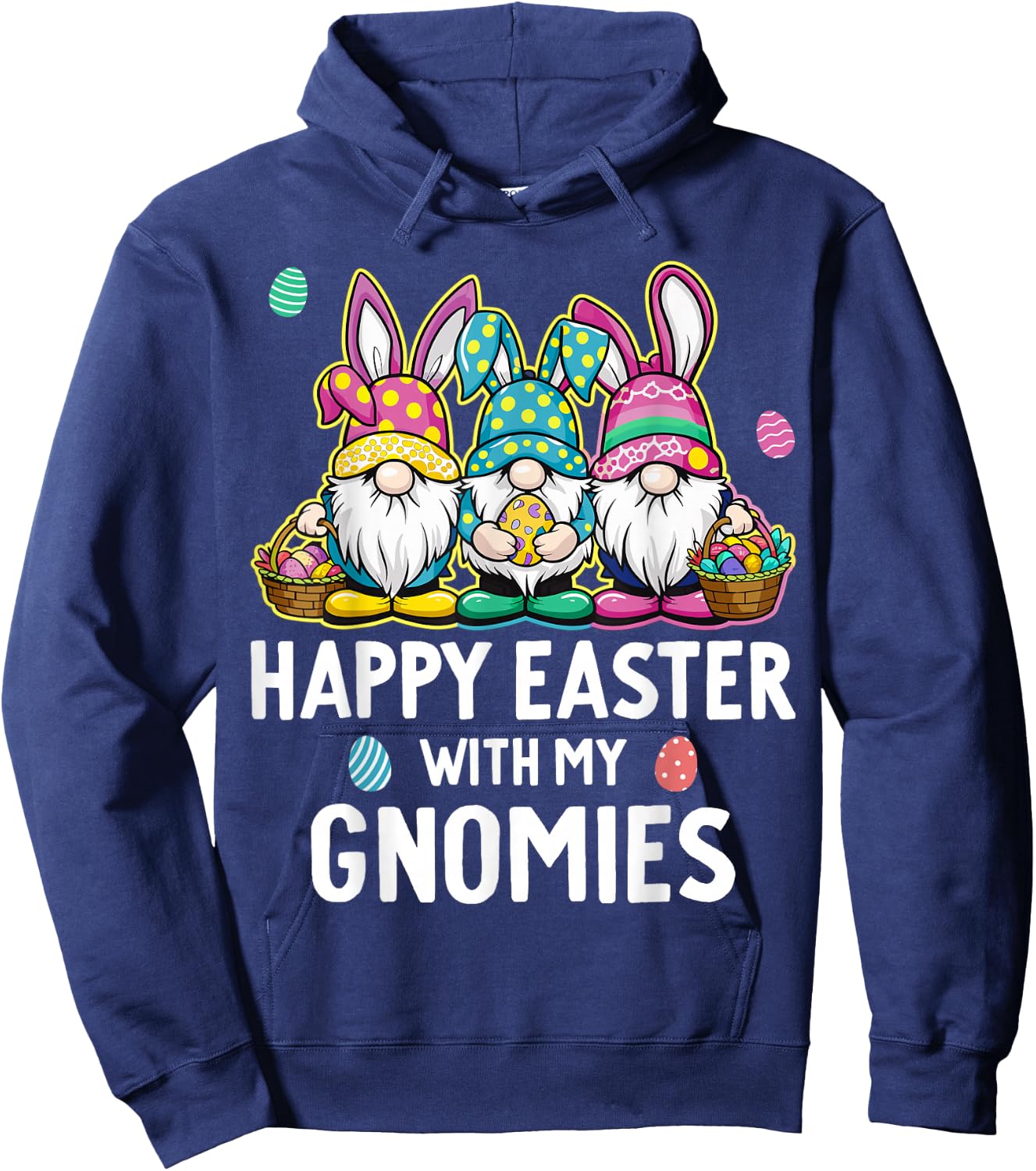 Happy Easter With My Gnomies Girls Kids Women Easter Gnome Hoodie - Hoodie | Navy