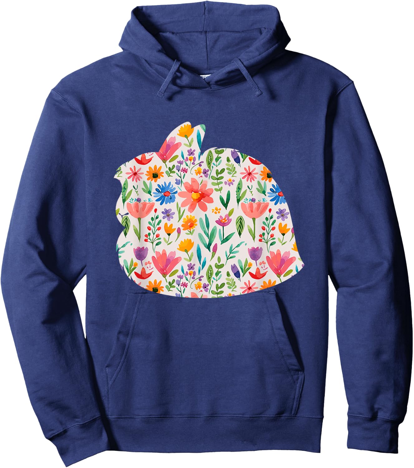 Jersey Wooly Bunny Rabbit watercolor flowers design Hoodie - Hoodie | Navy