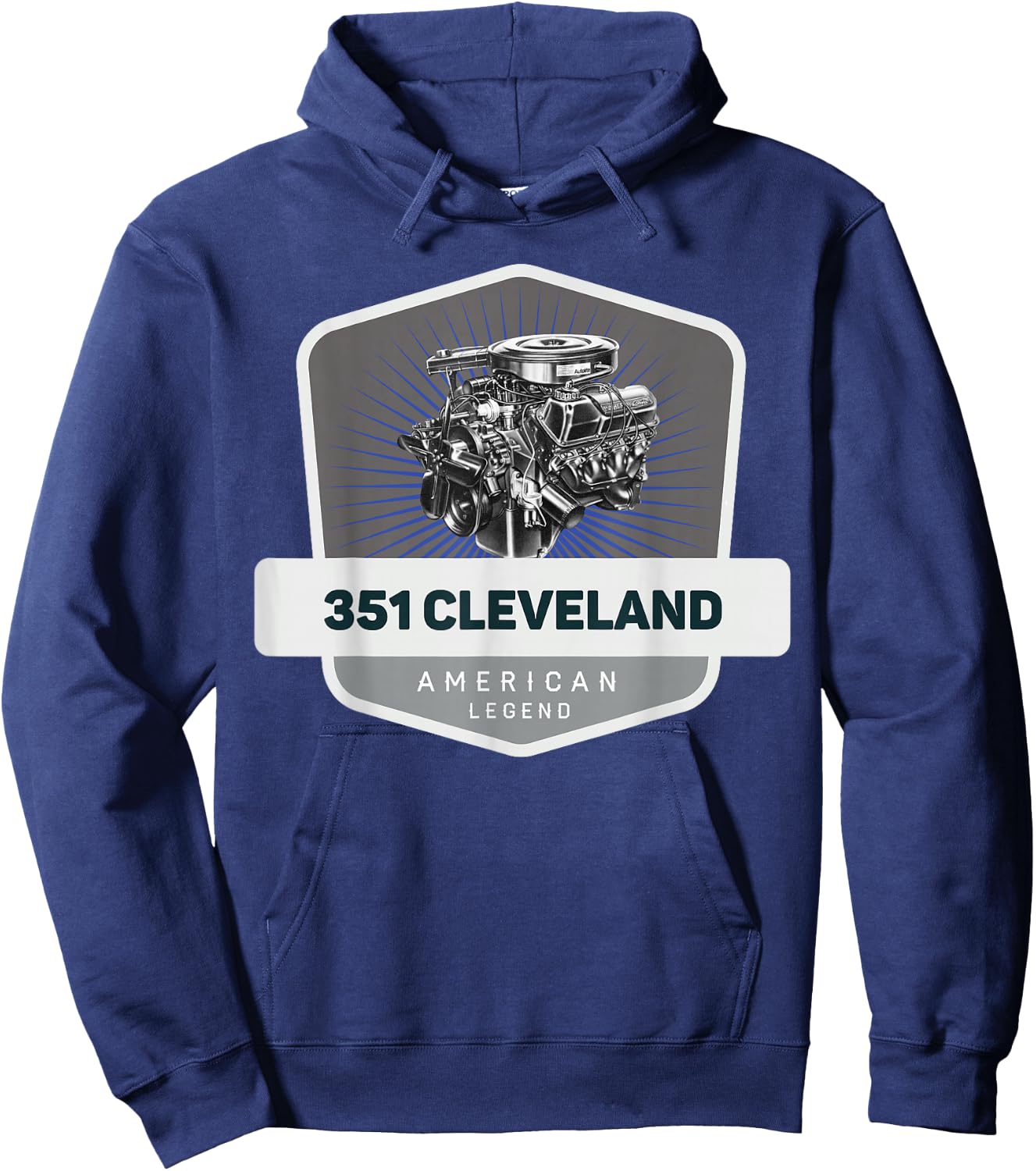 351 Cleveland V8 Muscle Car Legend Engine Retro Logo Retro Hoodie - Hoodie | Navy