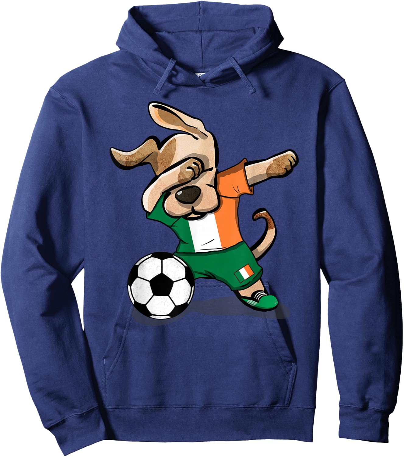 Funny Dabbing Dog Ireland Soccer Jersey Funny Irish Football Hoodie - Hoodie | Navy