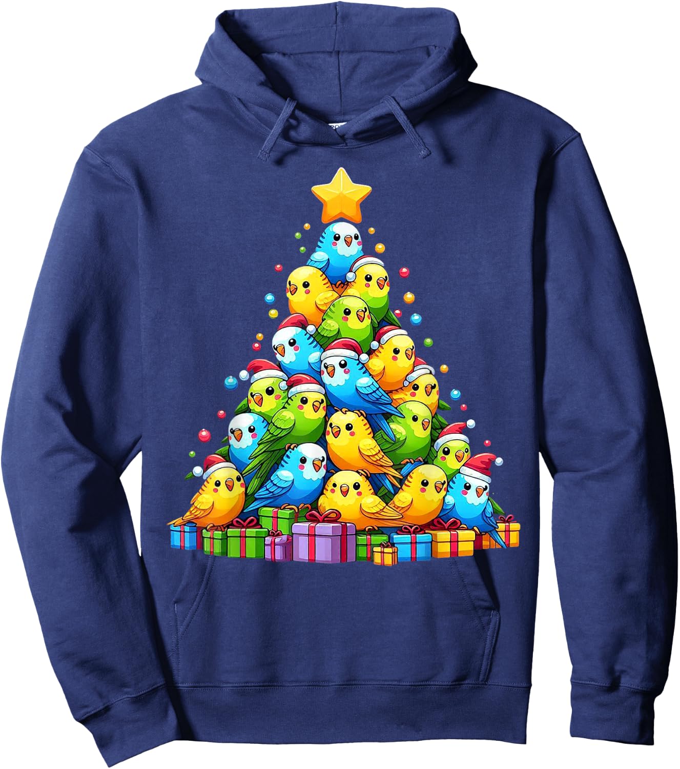 Budgie Christmas Tree Bird Christmas Cosutme Men Women Kids Hoodie - Hoodie | Navy