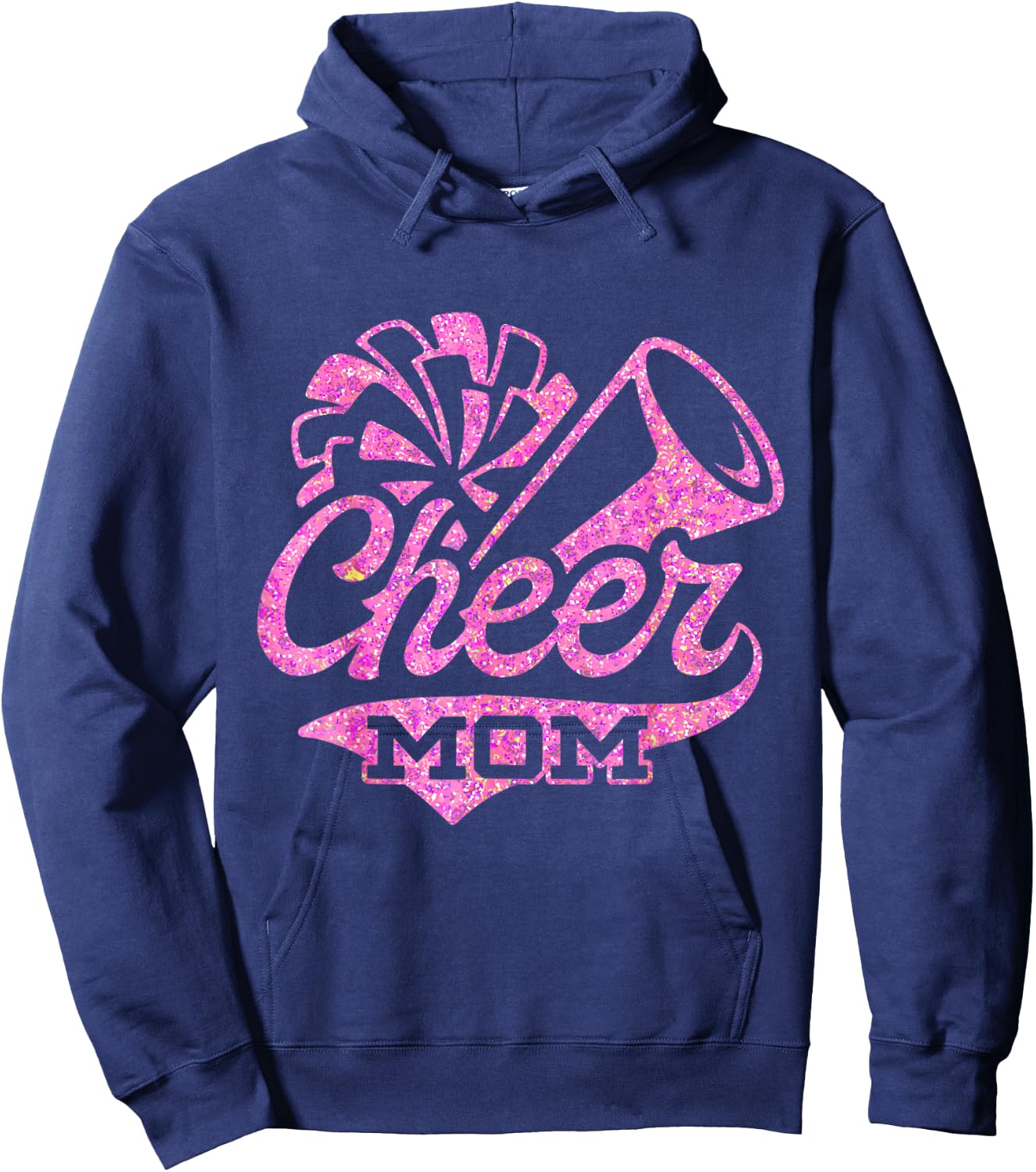 Cheerleader Black Pink Pom Pom Cheer Mom Biggest Fan Hoodie - Hoodie | Navy