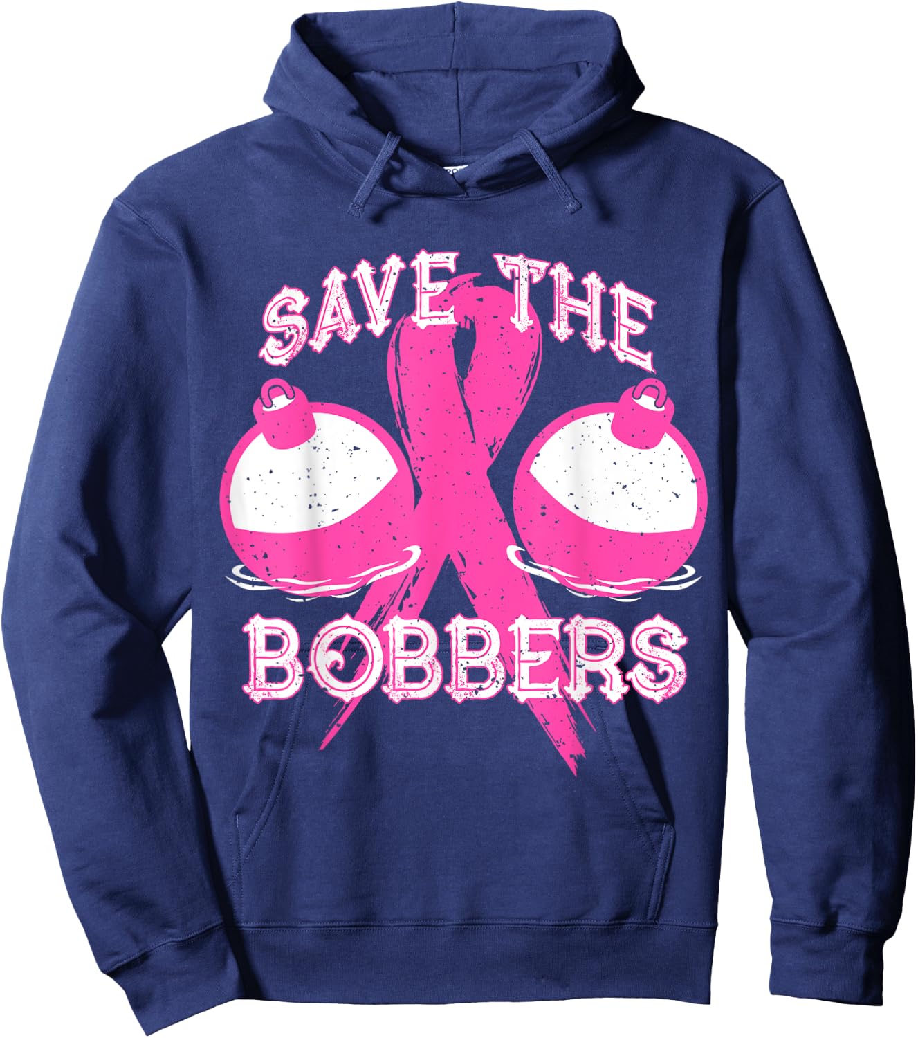 Save The Bobbers Breast Cancer Awareness Fishing Lovers Hoodie - Hoodie | Navy