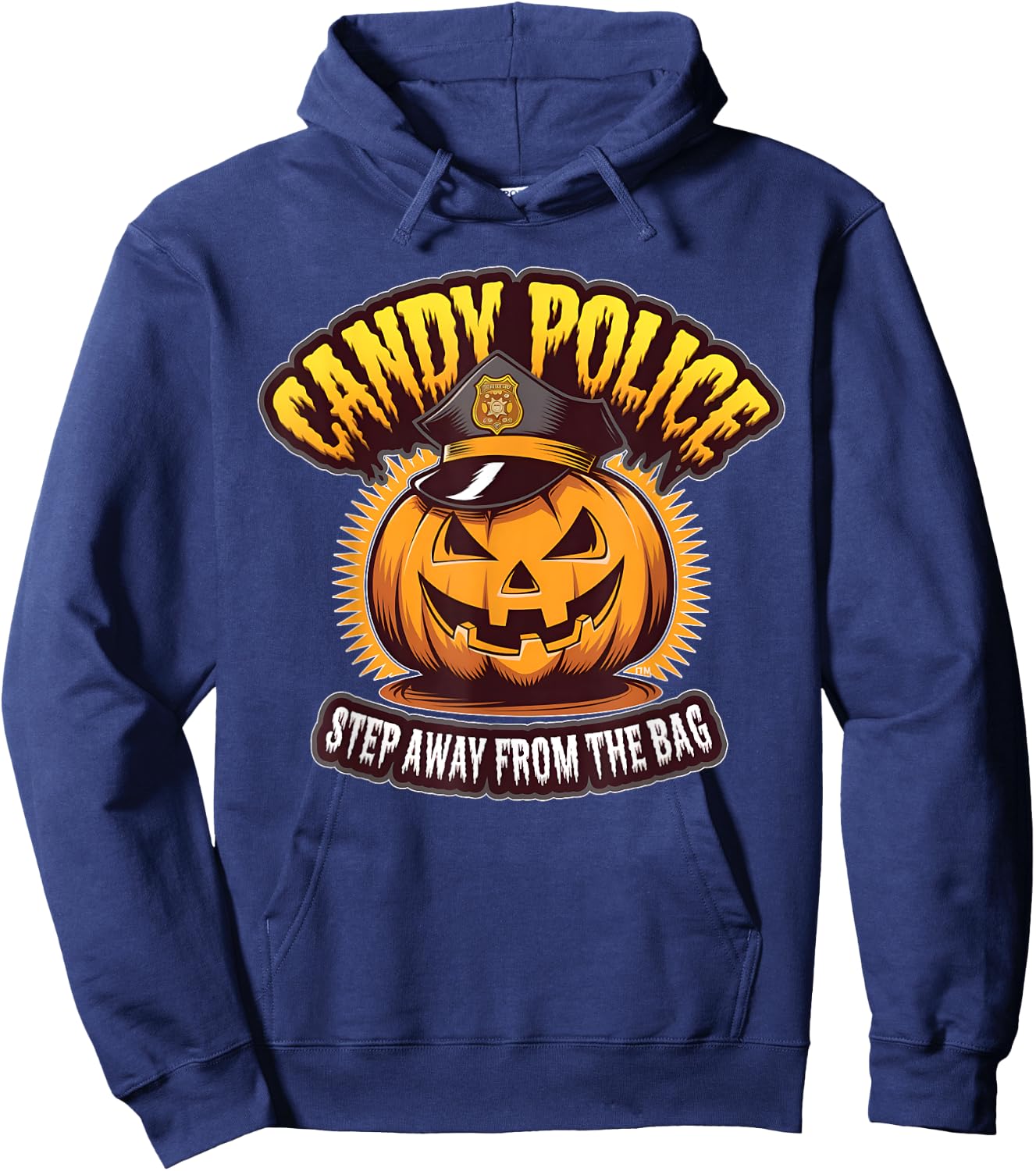 Candy Police Pumpkin Funny Halloween Costume Party Kids Hoodie - Hoodie | Navy