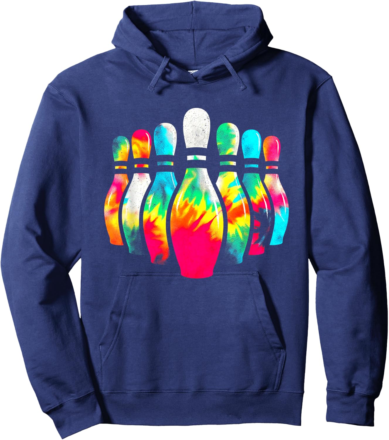 Bowling Pins Tie Dye - Vintage Bowling League Sports Lover Hoodie - Hoodie | Navy