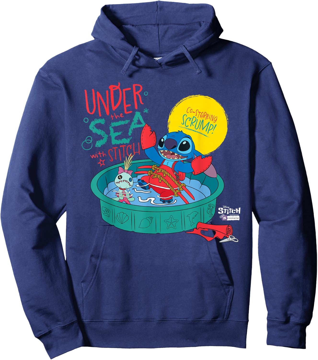 Disney 100 Stitch in Costume Little Mermaid Under The Sea Hoodie - Hoodie | Navy
