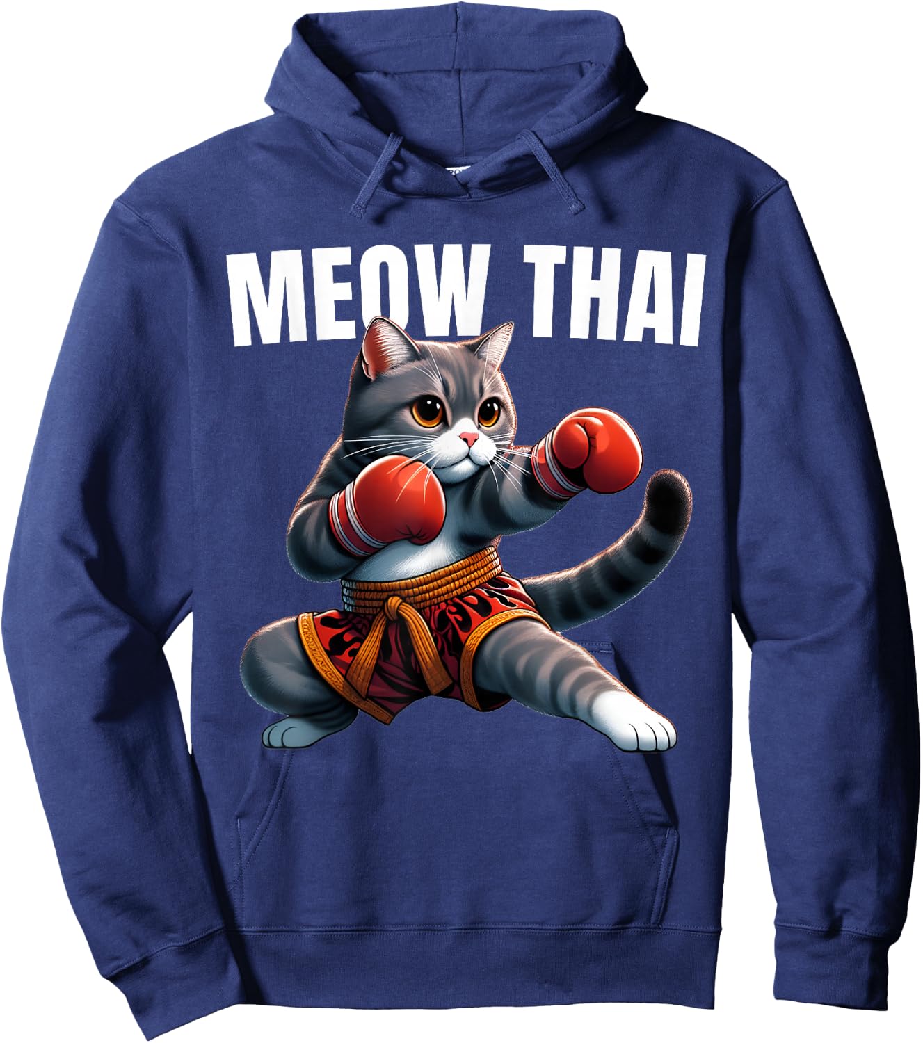 Funny Muay Thai Cat Meow Thai Boxing Martial Art Kids Hoodie - Hoodie | Navy
