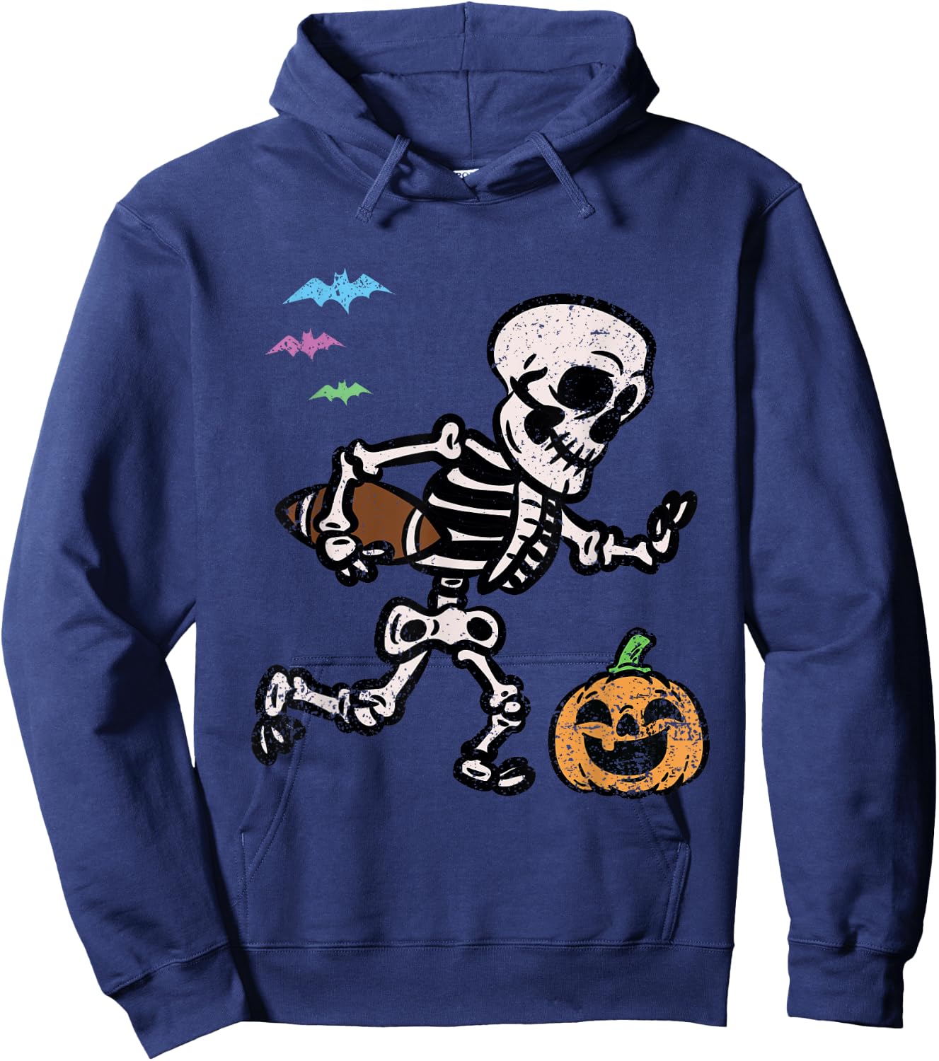 Skeleton Football Player Halloween Costume Funny Pumpkin Hoodie - Hoodie | Navy