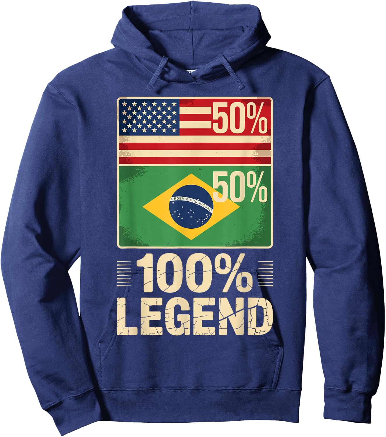 American Brazilian USA Brazil America 100% Legend Hoodie - Hoodie | Navy