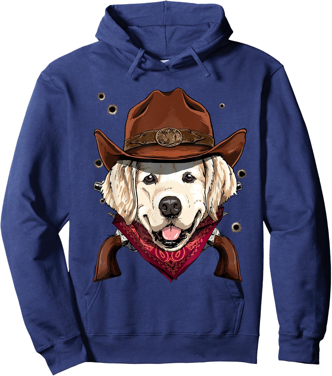 Cowboy Golden Retriever Western Rodeo Cowboy Hat and Bandana Hoodie - Hoodie | Navy