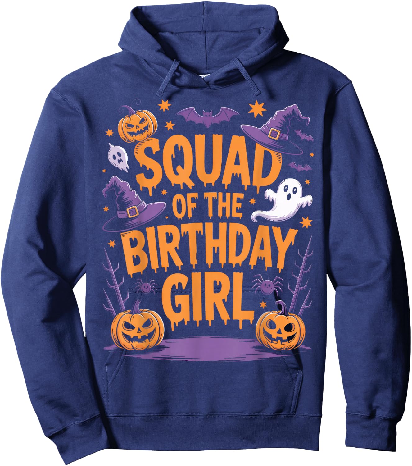 Halloween Squad of The Birthday Girl Matching Group Hoodie - Hoodie | Navy