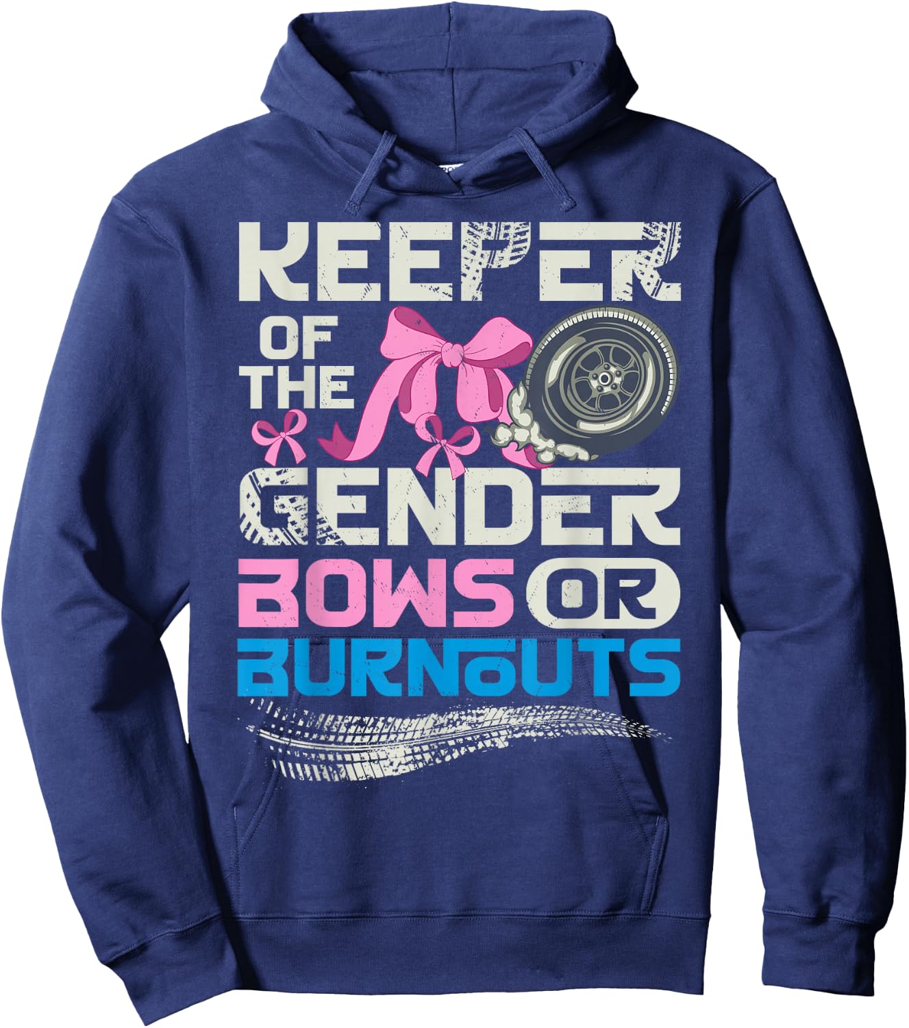 Keeper of the Gender Burnouts or Bows Gender Reveal Party Hoodie - Hoodie | Navy