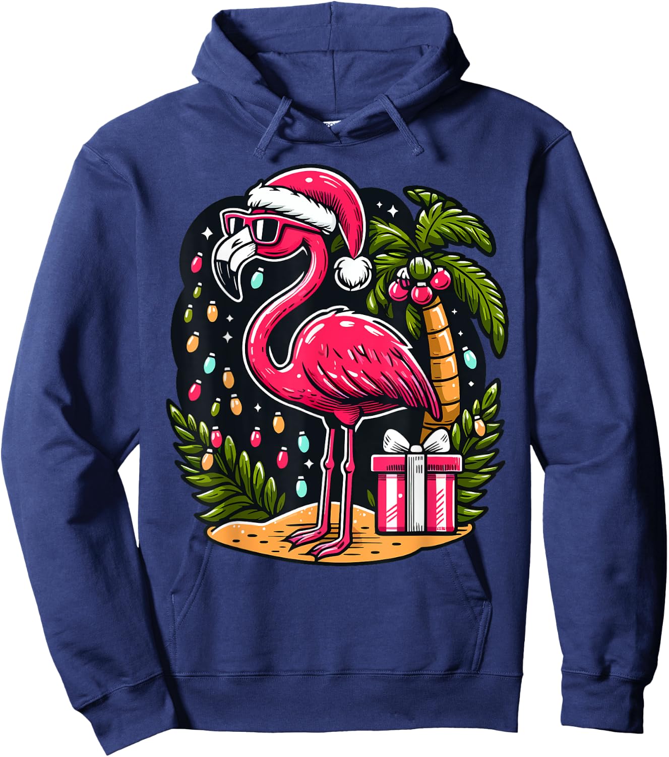 Flamingo Sunglasses Xmas Beach Tropical Christmas in July Men Women Kids Hoodie - Hoodie | Navy