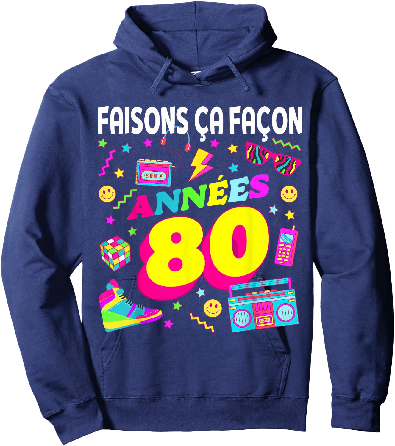 Party 80s Birthday Party 80s Retro Style , Black, S Hoodie - Hoodie | Navy