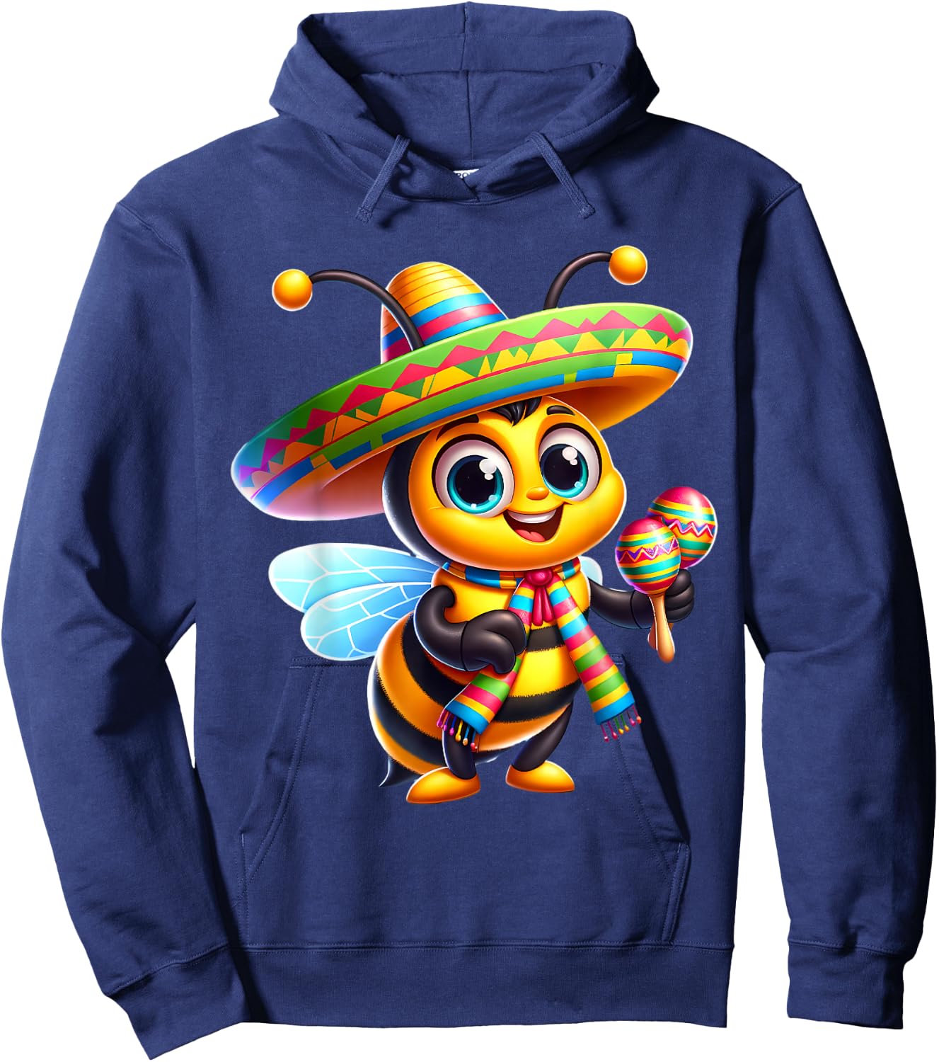 Cinco de Mayo Bee Wearing Mexican Sombrero Men Women Hoodie - Hoodie | Navy
