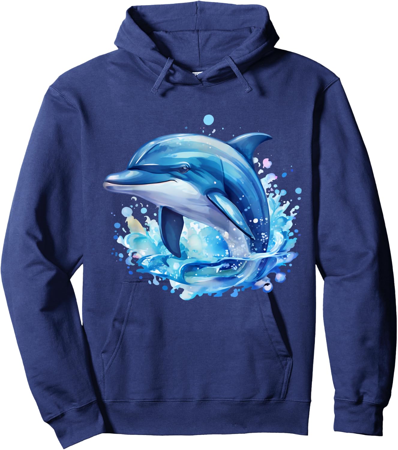 Dolphin Sea Creatures Ocean Watercolor Sea Dolphin , Black, S Hoodie - Hoodie | Navy