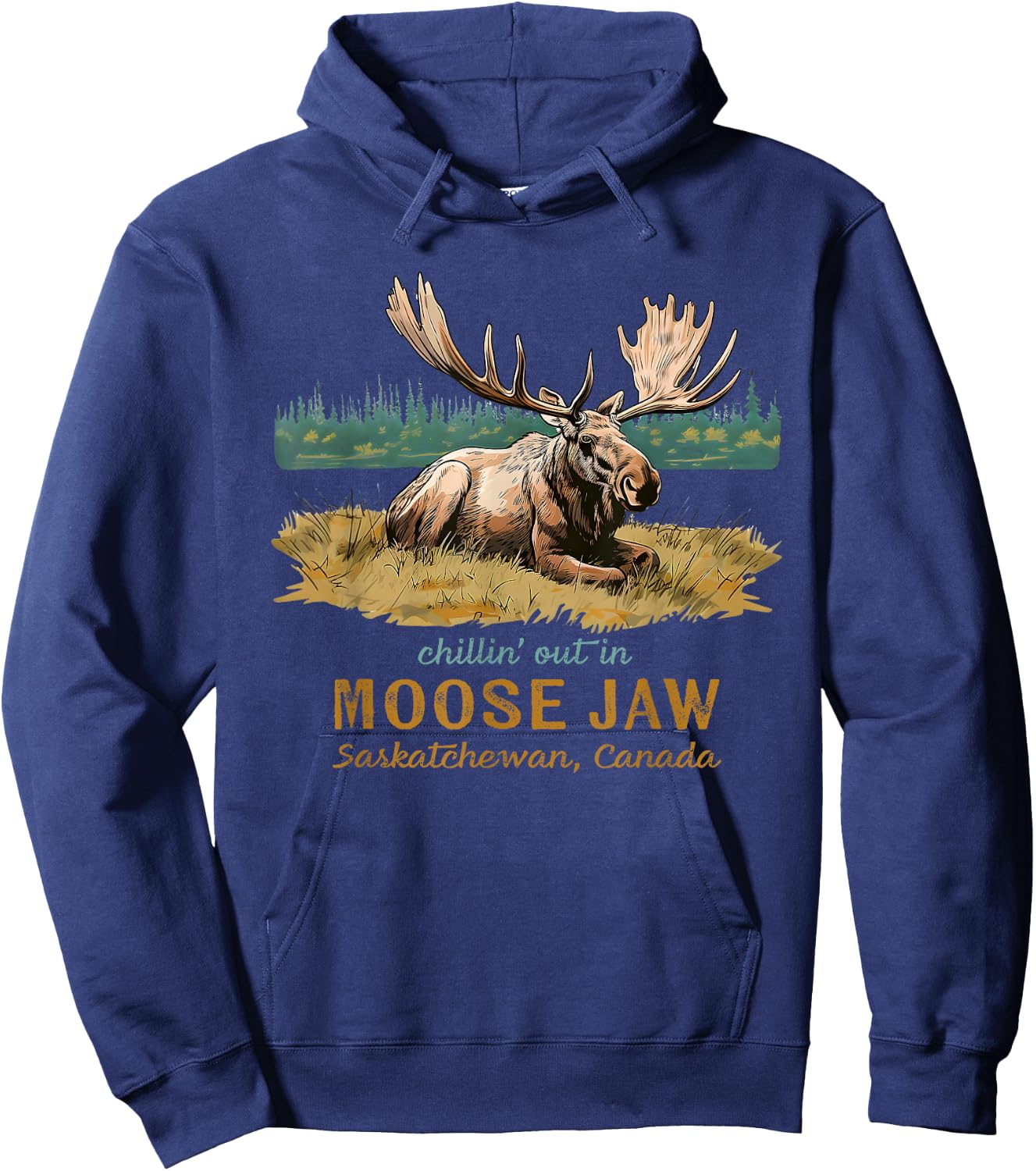 Chillin' Out In Moose Jaw, Saskatchewan Design Souvenir Hoodie - Hoodie | Navy