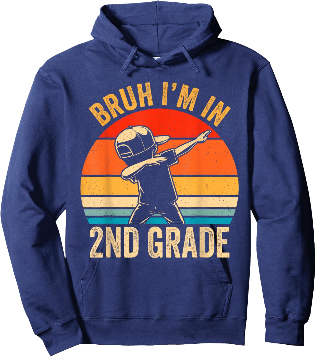 Second Grade Dabbing Boy Bruh i'm in 2nd Grade Students Kids Hoodie - Hoodie | Navy