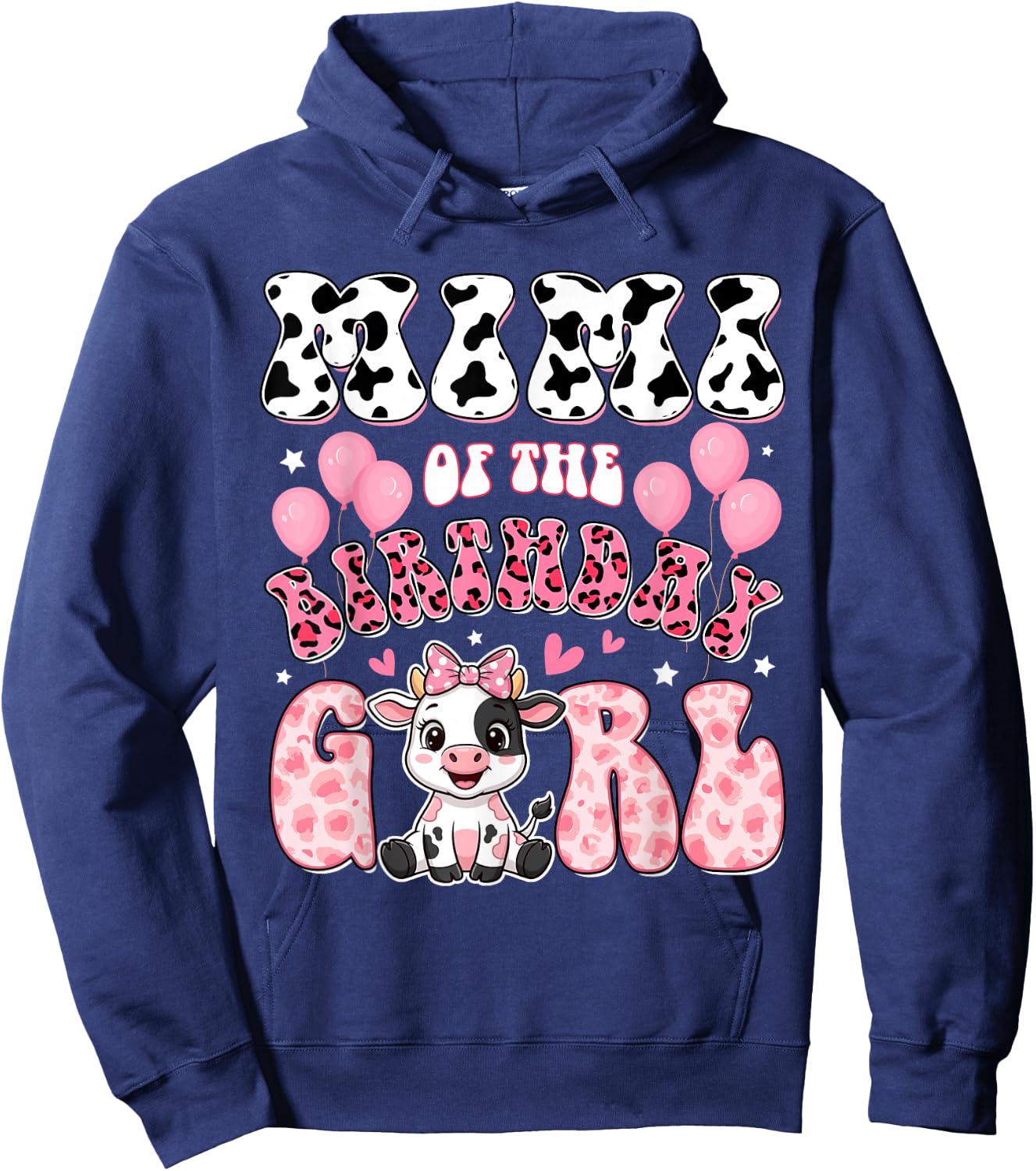 Mimi of The Birthday Girl Cow Farm Family 1St Birthday Hoodie - Hoodie | Navy