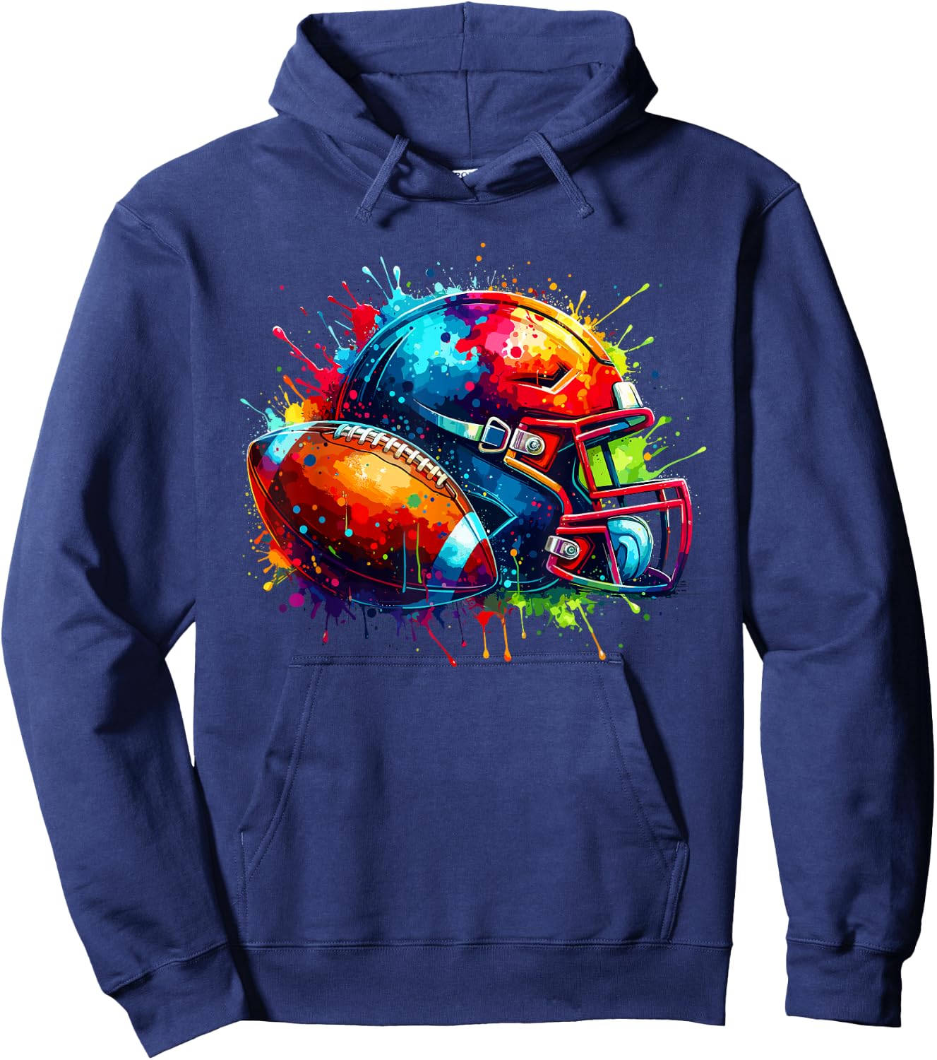 Colourful Splash Art American Football Player , black, S Hoodie - Hoodie | Navy