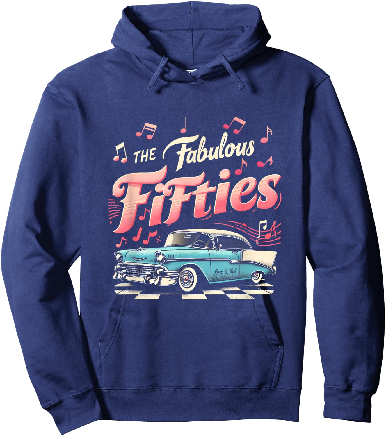 50s Rockabilly 1950s The Fabulous Fifties Rock and Roll , black Hoodie - Hoodie | Navy