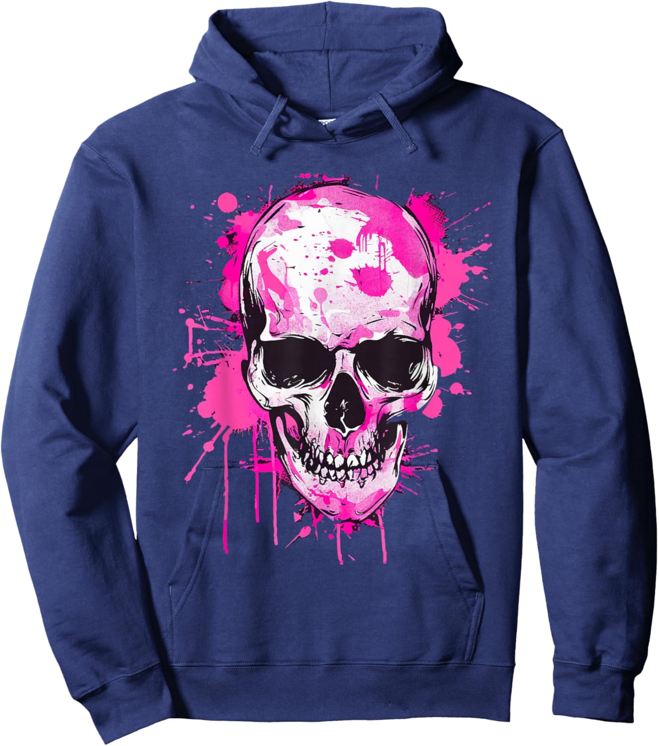 Skeleton Skull Biker Rocker Skull Punk Rock , black Hoodie - Hoodie | Navy