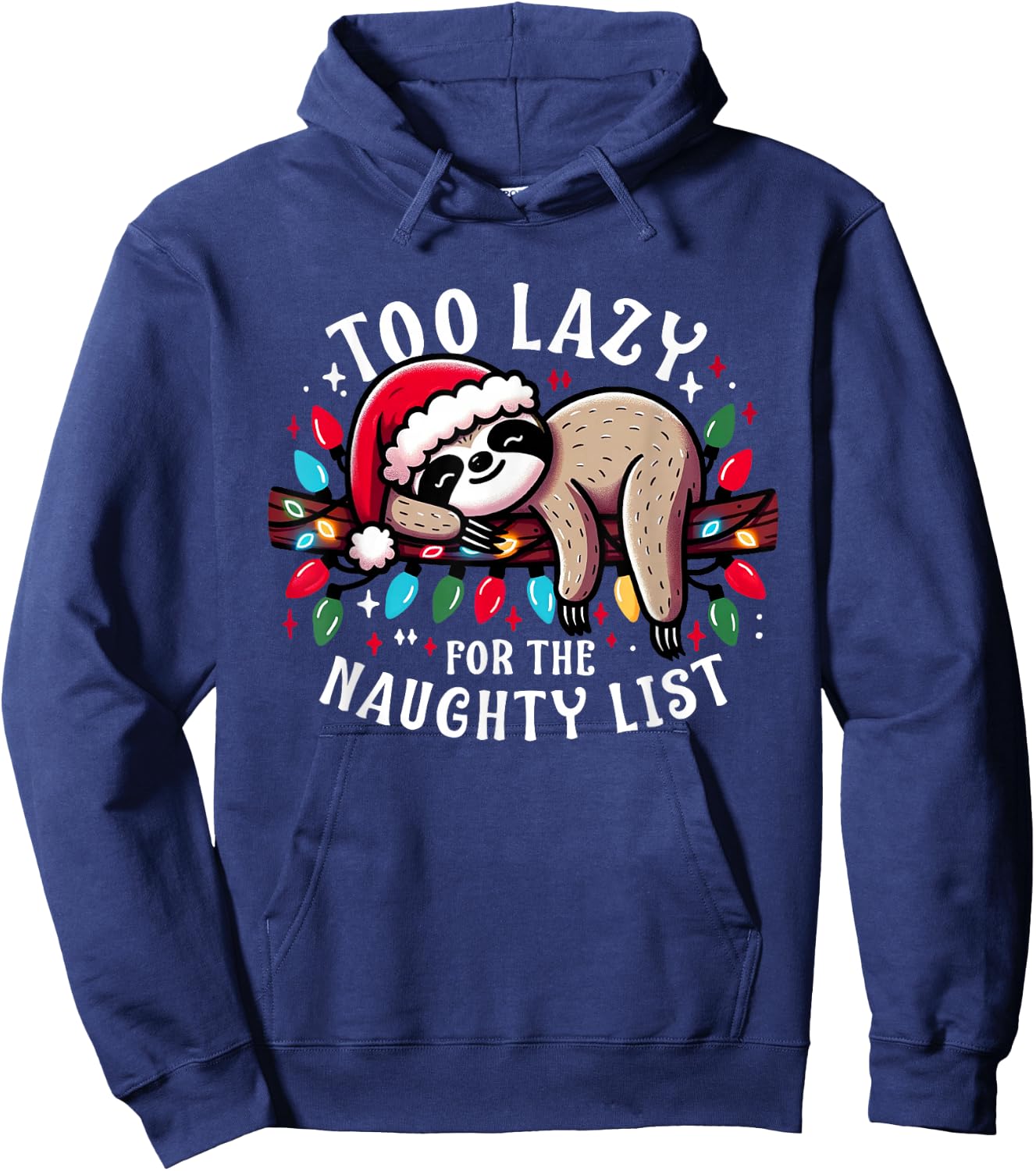 Funny Christmas Design Men Kids Naughty List Sloth Hoodie - Hoodie | Navy