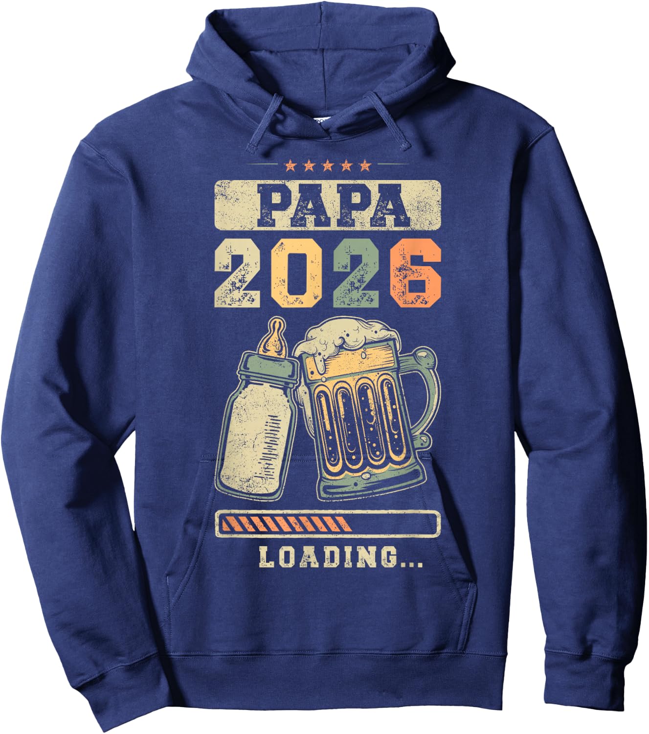 Papa 2026 Loading Fatherhood Expectant Father Hoodie - Hoodie | Navy