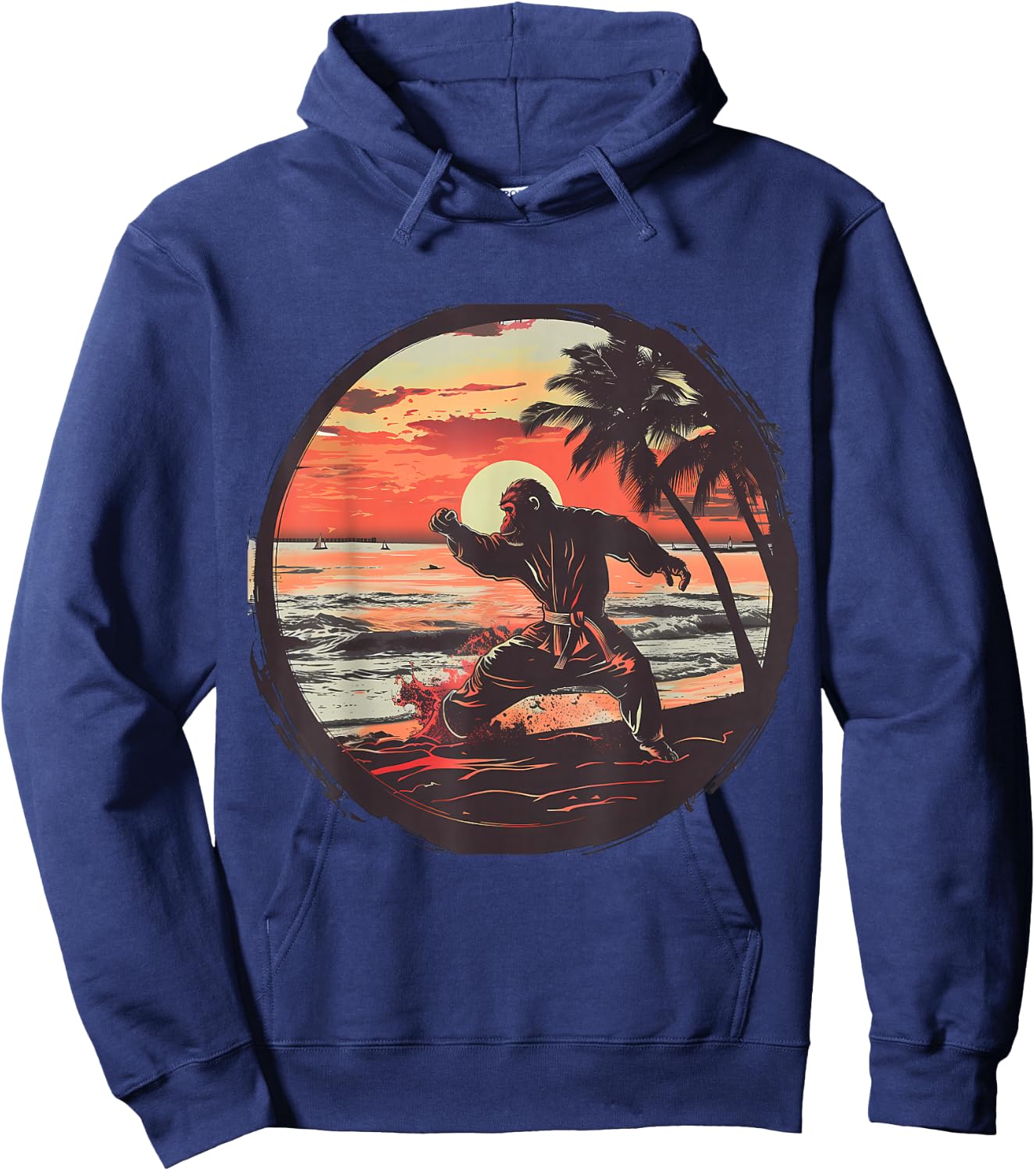 Karate Monkey Sunset Jiu-Jitsu MMA Martial Arts Kickboxing Hoodie - Hoodie | Navy