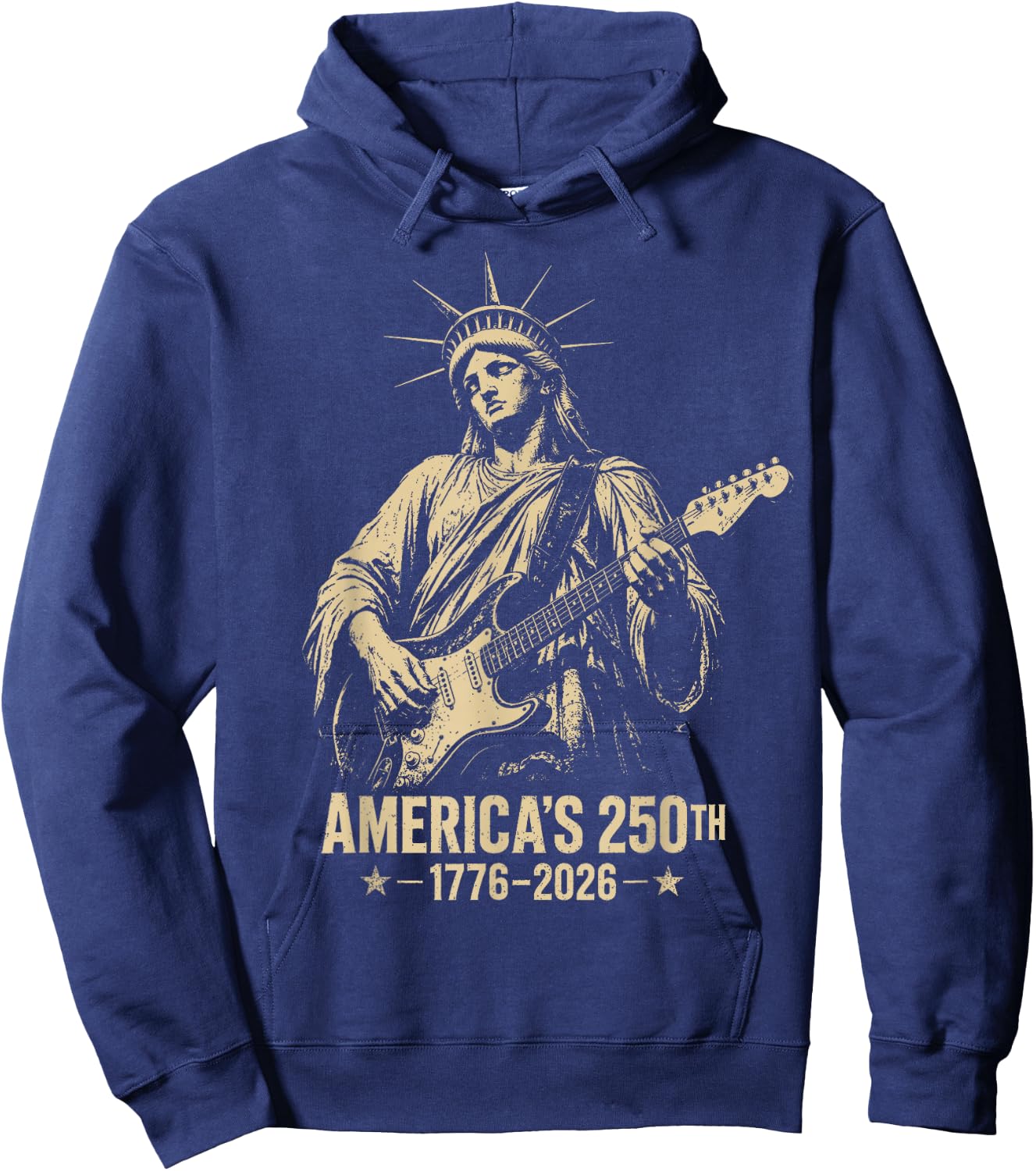 Statue of Liberty Playing Guitar 4th July 250th Anniversary Hoodie - Hoodie | Navy