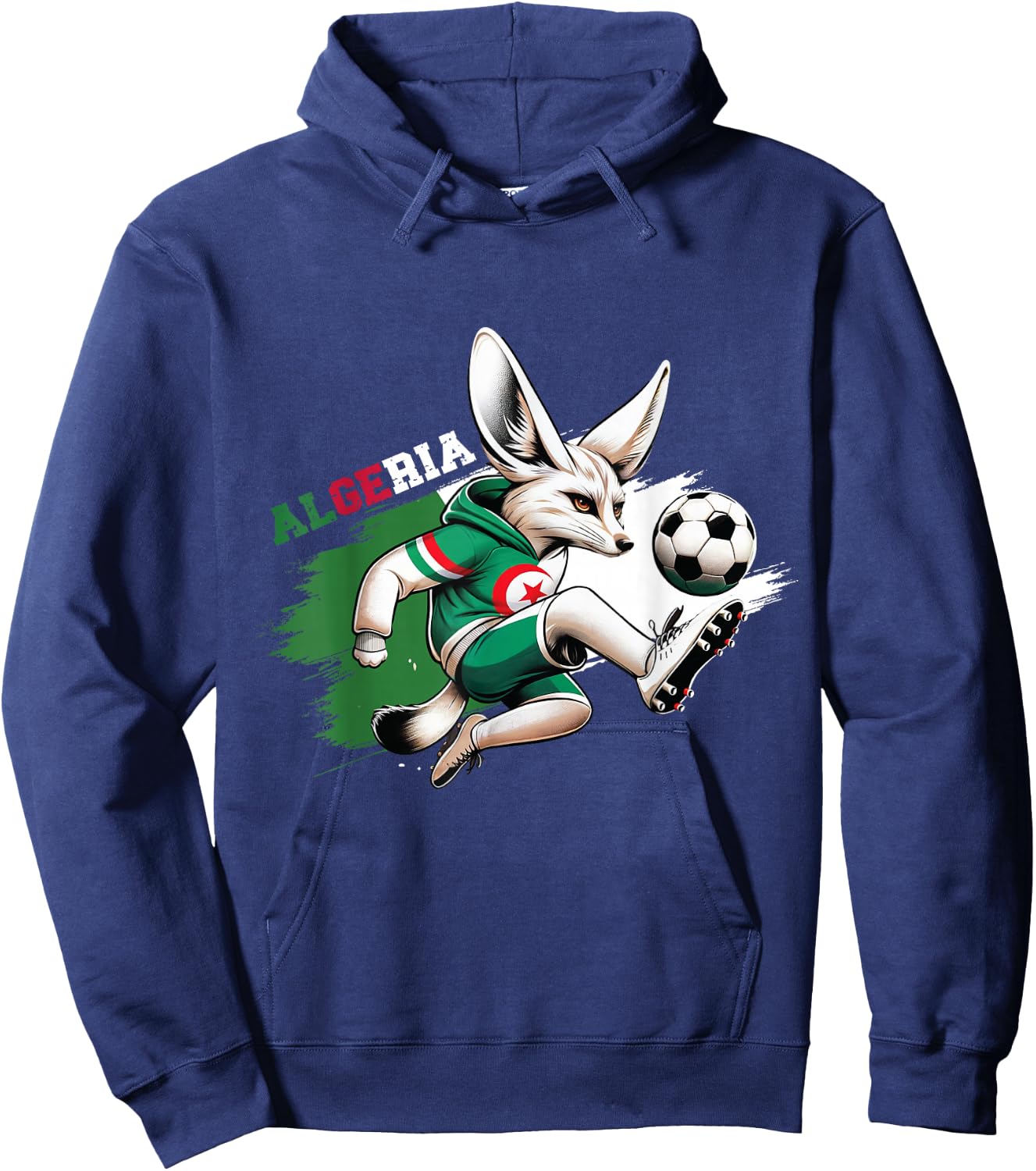 Fennec Algerian Flag Football Gift Jersey Dz , Black, S Hoodie - Hoodie | Navy