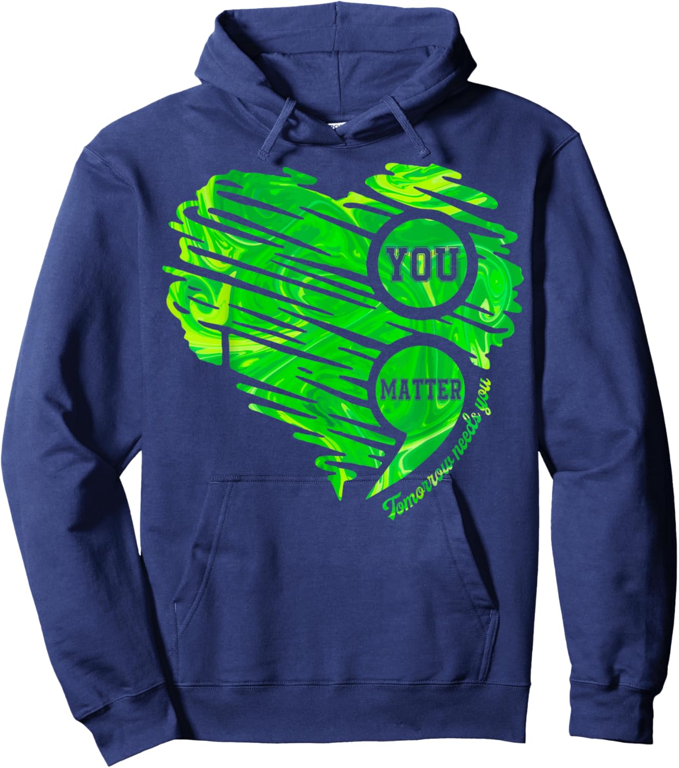 You Matter Semicolon Heart Mental Health Awareness Women Men Hoodie - Hoodie | Navy