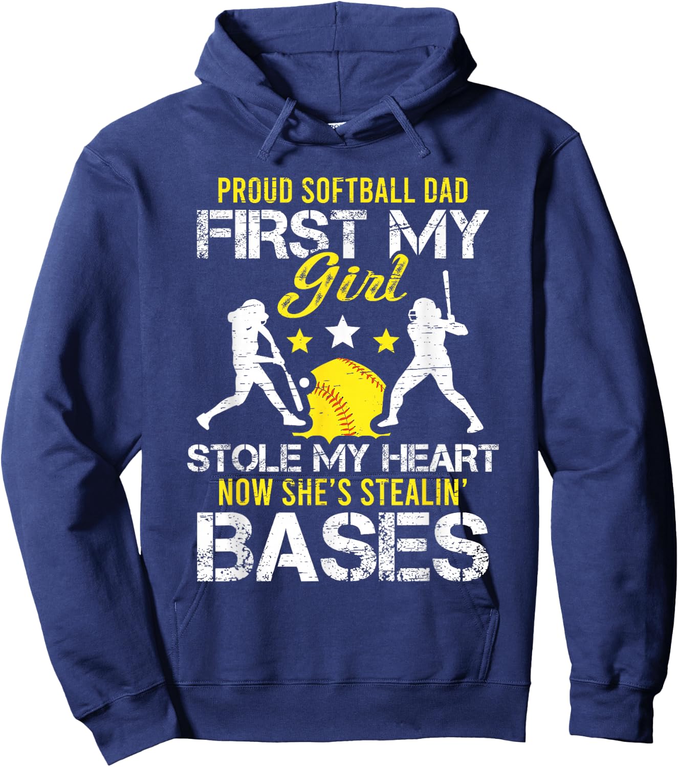 Proud Softball Dad Father Day Coach Sport Hoodie - Hoodie | Navy