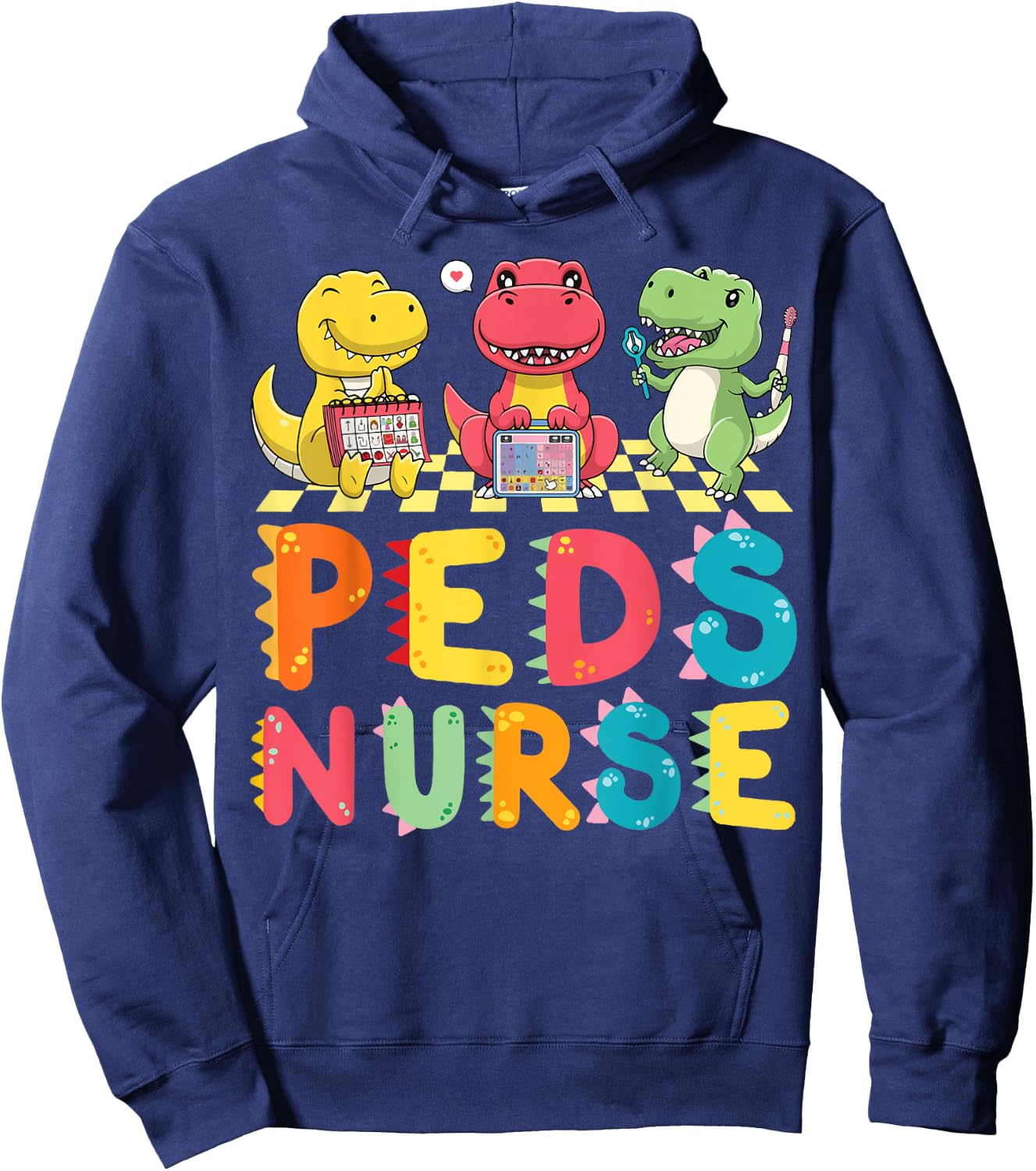 Cute Pediatric Nurse Dinosaurs Peds Nurse Crew Appreciation Hoodie - Hoodie | Navy
