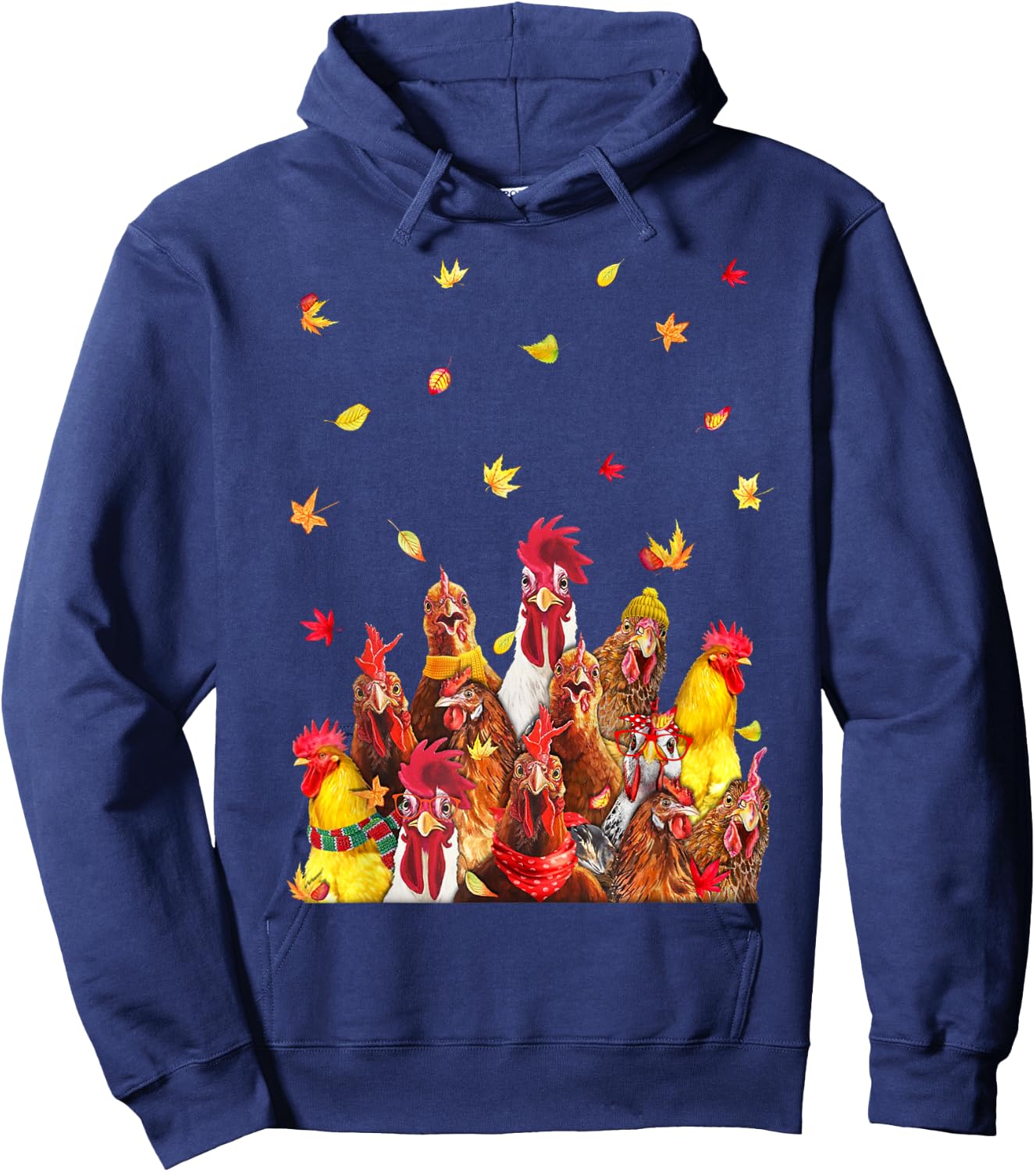 Hello Autumn Maple Chicken Leaf Fall Cute Chicken Farm Hoodie - Hoodie | Navy